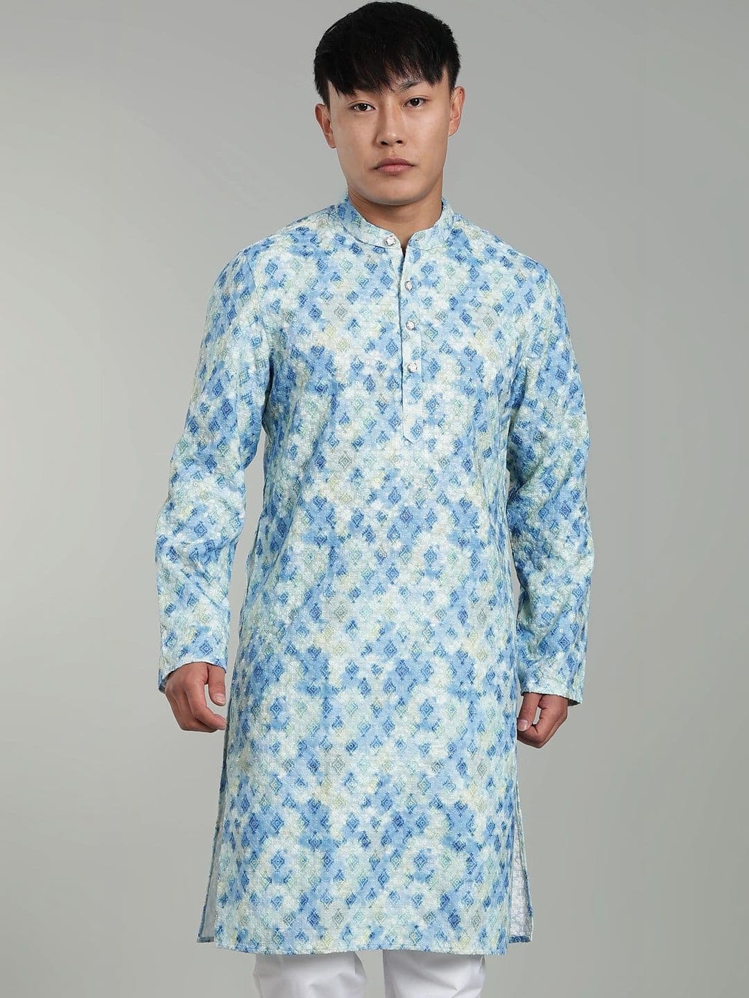 FABRIPPLE Men Printed Chikankari Mandarin Collar Kurta - view 1