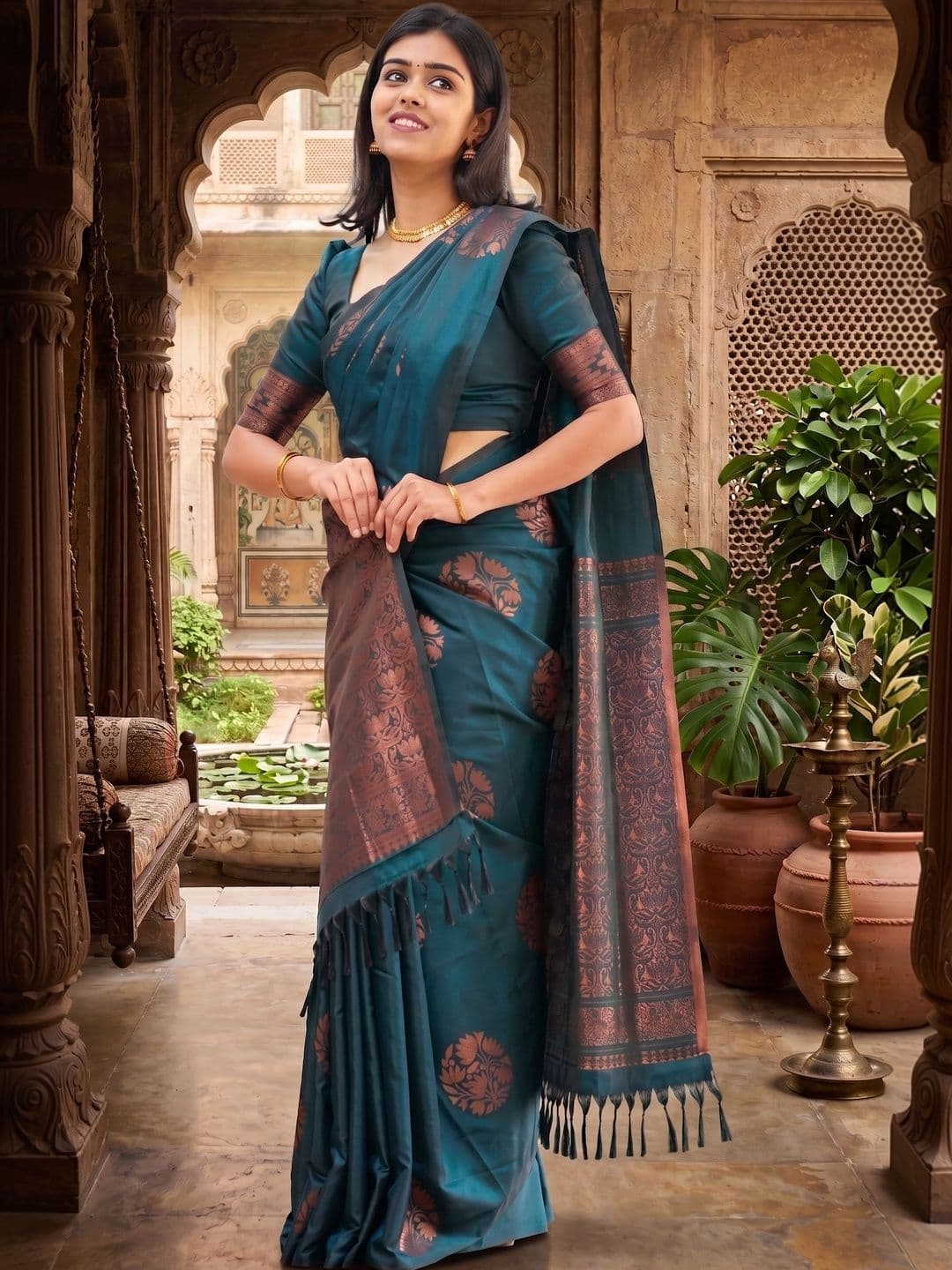 7Eleven Fashion Woven Design Zari Art Silk Banarasi Saree - view 1