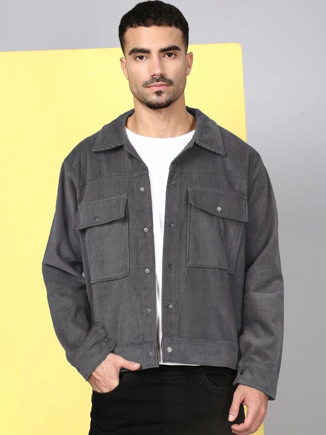 Kaali Peeli Men Corduroy Trucker Jacket - view 1