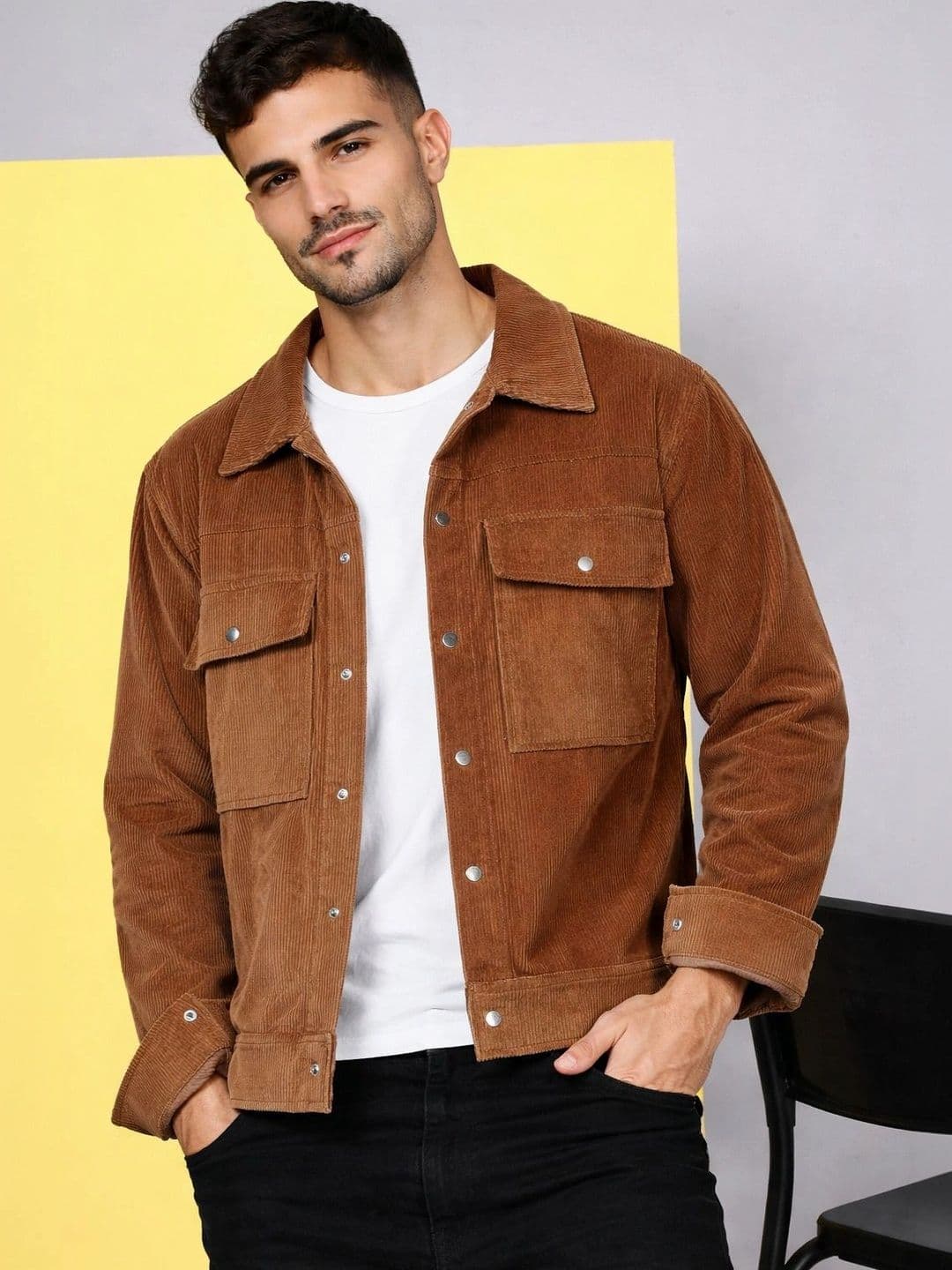 Kaali Peeli Men Corduroy Trucker Jacket - view 1