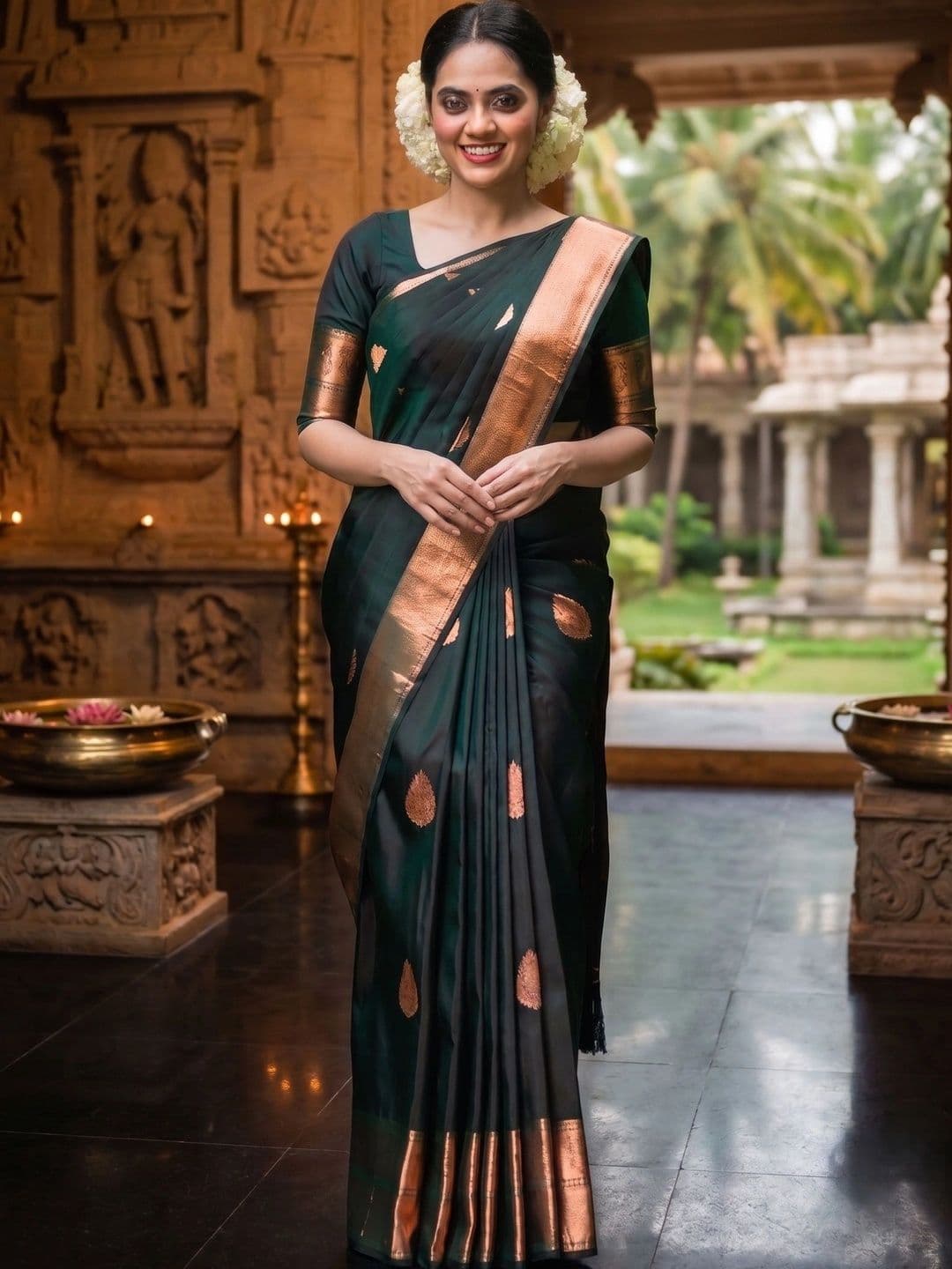 JUICE BEAUTY Paisley Zari Art Silk Banarasi Saree - view 1