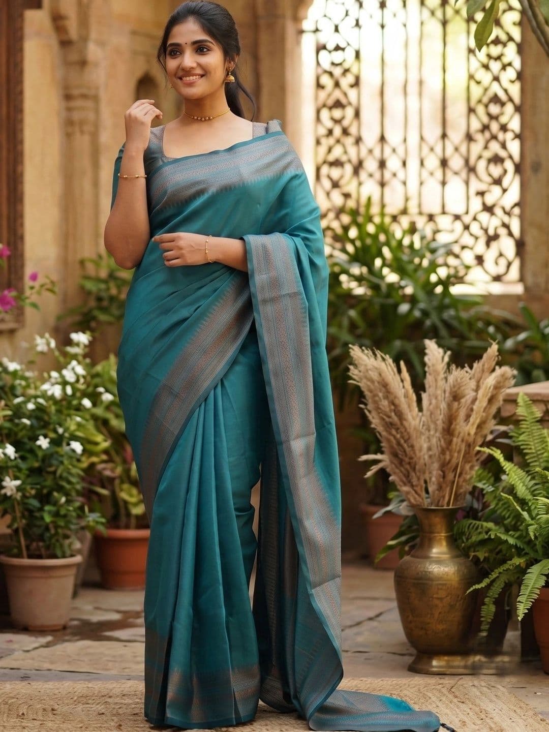 G R K Fashion Textile Woven Design Zari Art Silk Banarasi Saree - view 1