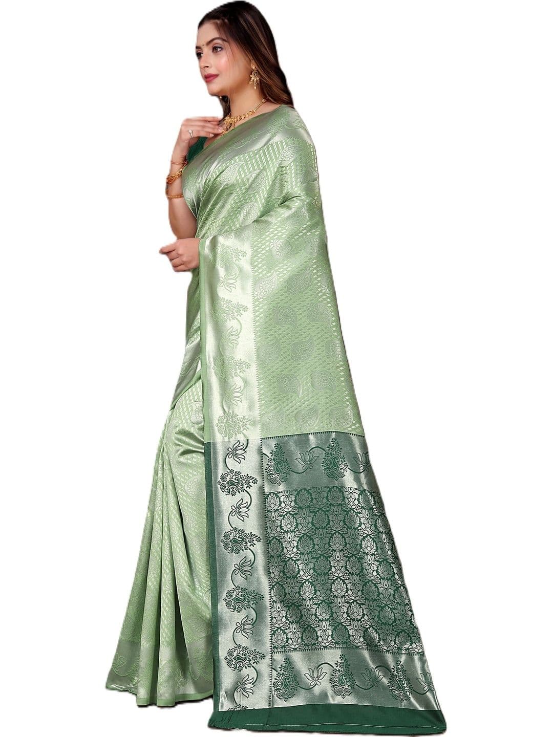 DHYEY ENTERPRISES Woven Design Zari Art Silk Half and Half Kanjeevaram Saree - view 1
