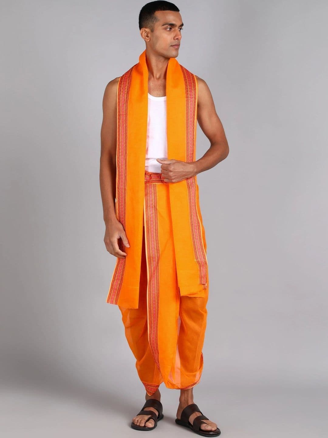 AKESHAVAM Men Striped Cotton Dhoti Dhotis - view 1