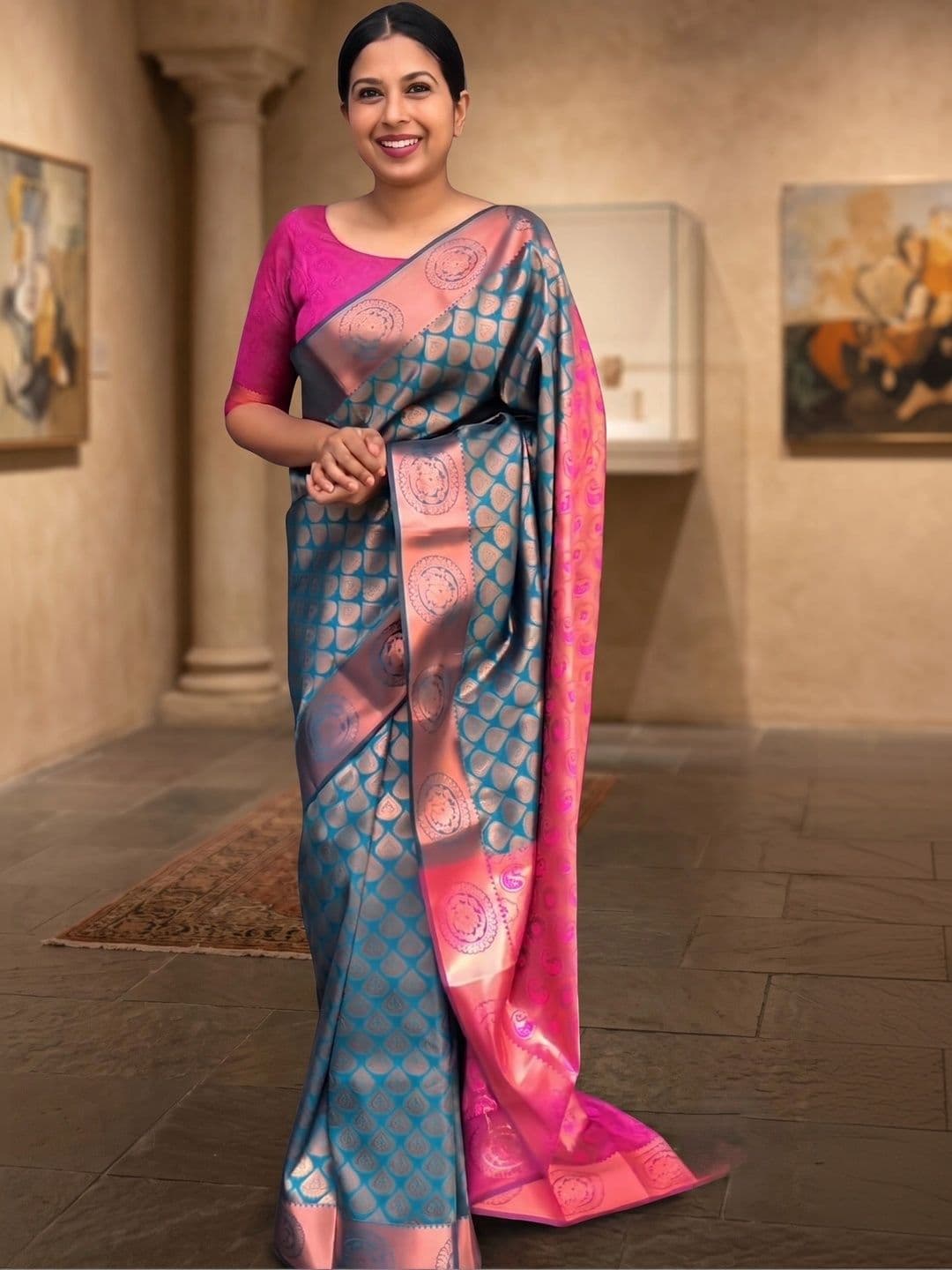 G R K Fashion Textile Woven Design Zari Art Silk Banarasi Saree - view 1