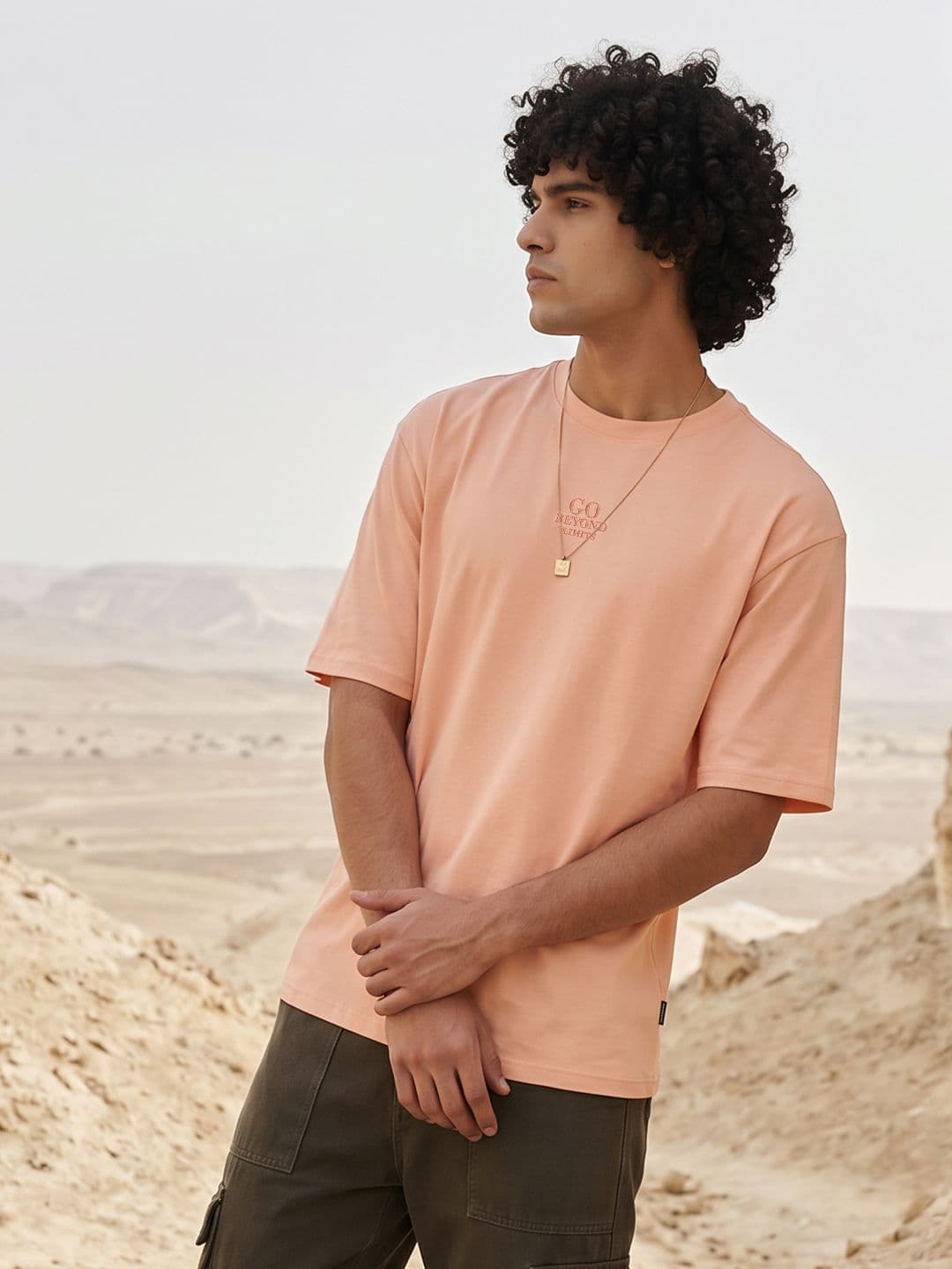 The Roadster Life Co. Drop-Shoulder Sleeves Pure Cotton Relaxed Fit T-shirt - view 1