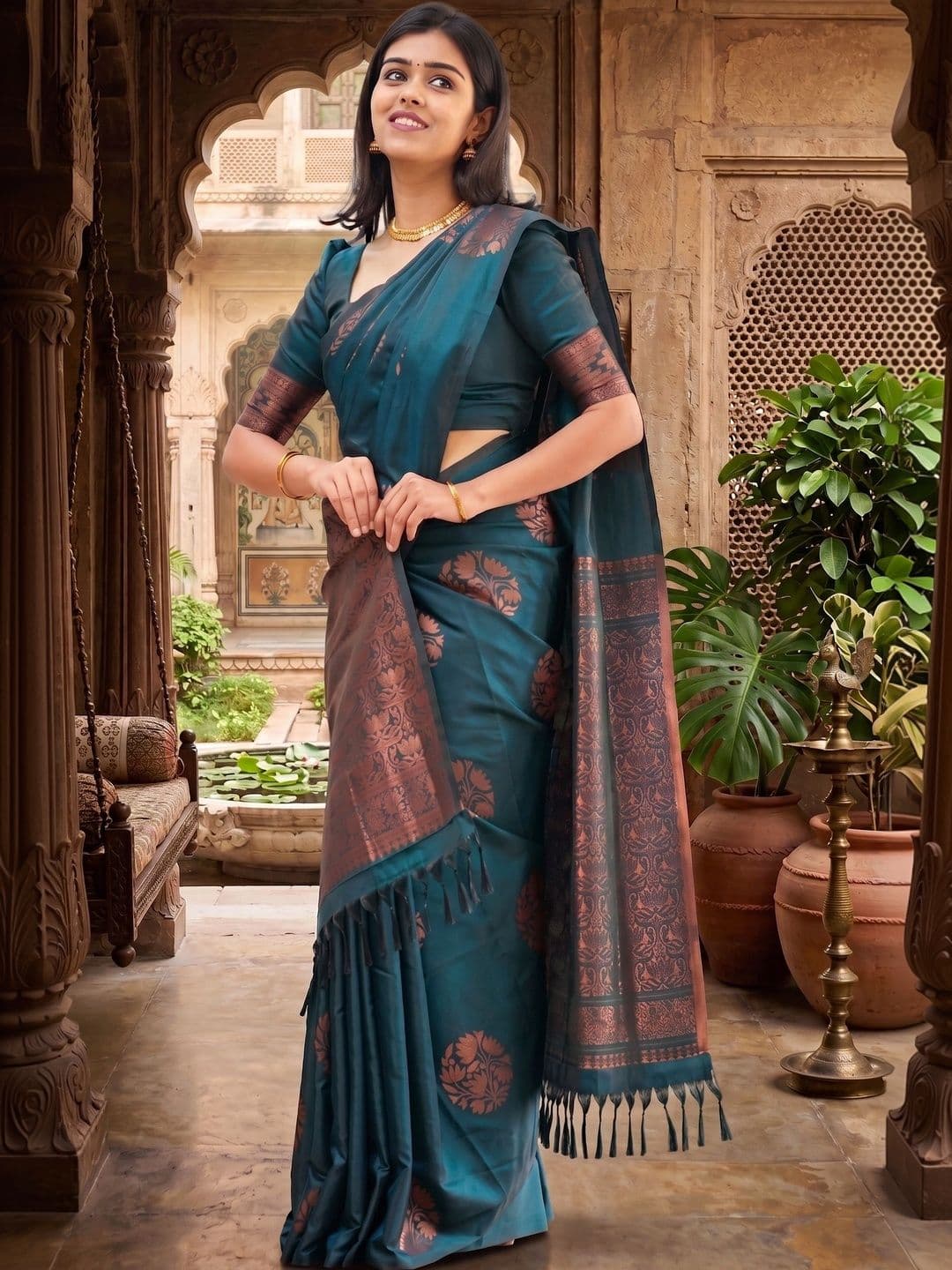 AdoreeStitch Woven Design Zari Art Silk Banarasi Saree - view 1