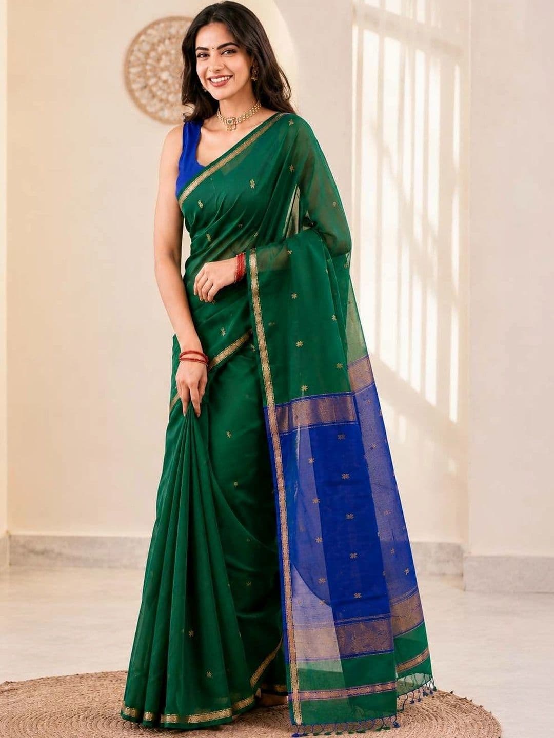 SPEEDY INDIAN Zari Chanderi Saree - view 1