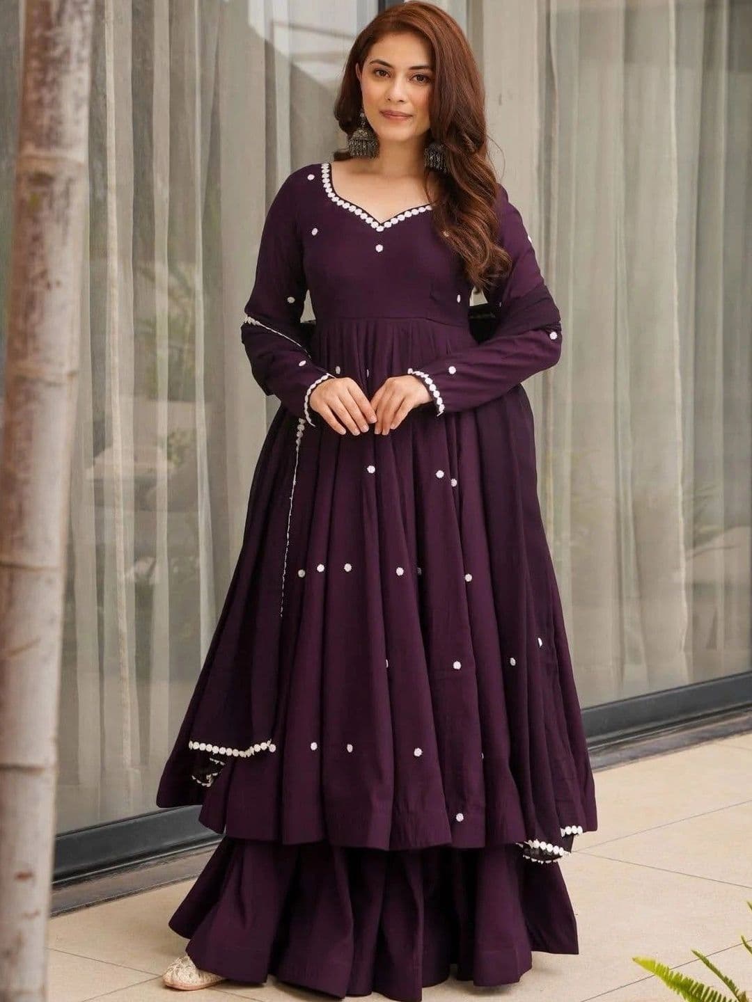 Wedani Women Embroidered Empire Thread Work Kurta with Sharara & With Dupatta - view 1