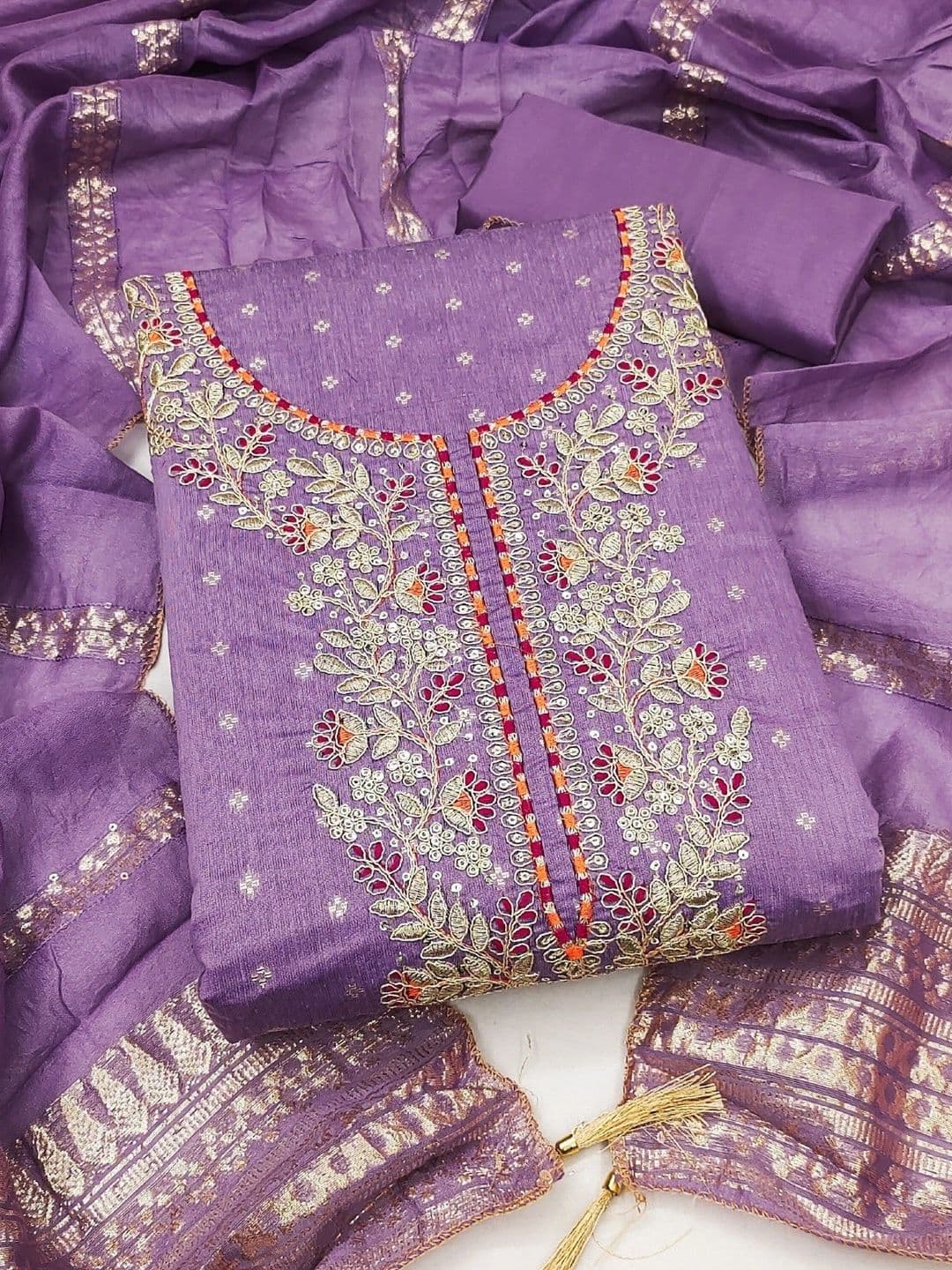 Dhaaga Ghar Embroidered Unstitched Dress Material - view 1