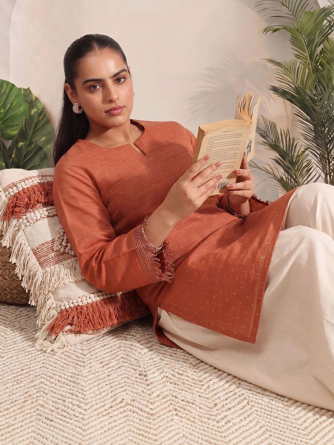 FABIAN FASHION Women Regular Chanderi Cotton Kurta with Patiala - view 1