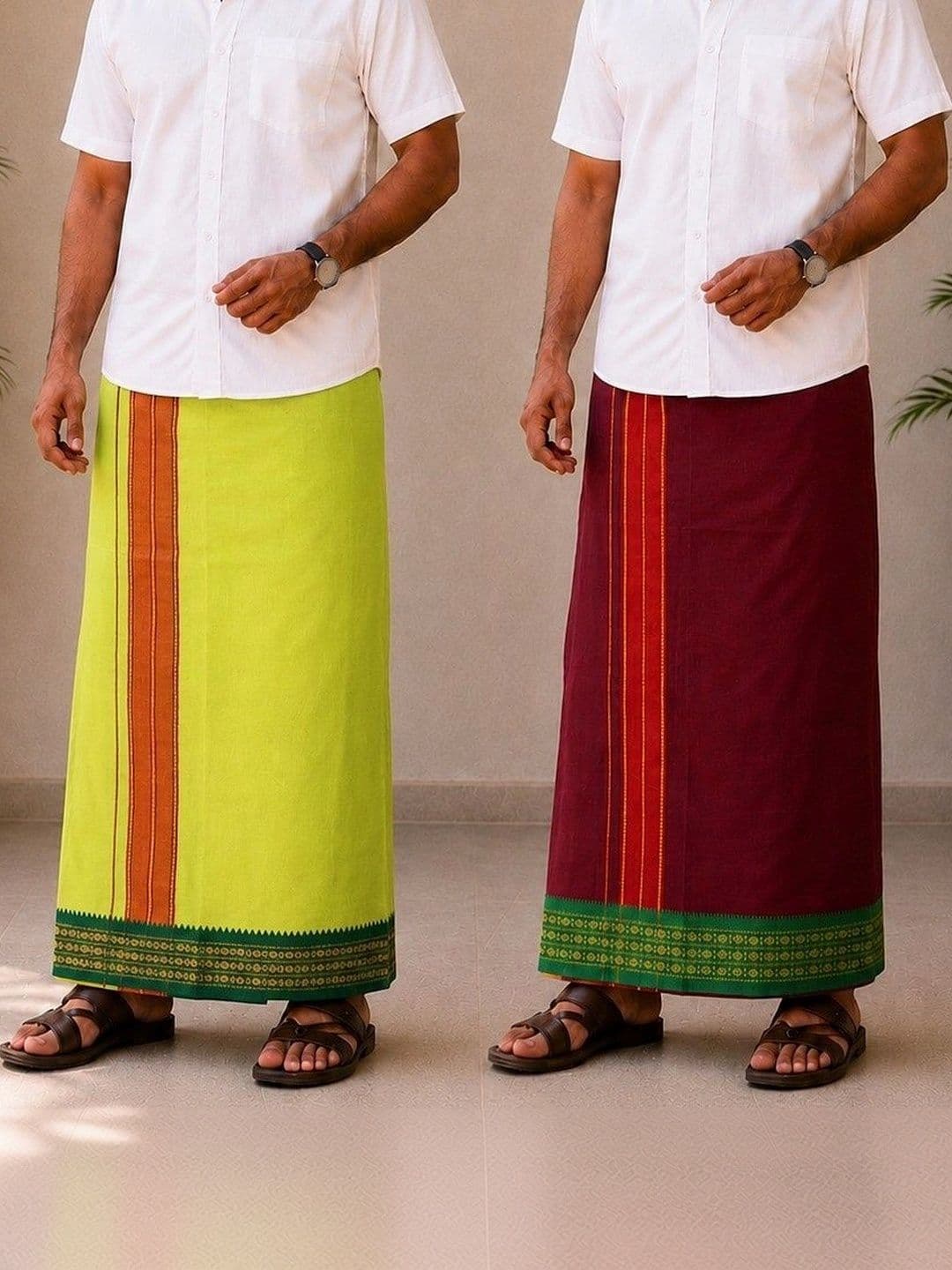 Sharan Elegance Men Striped Cotton Dhoti Dhotis - view 1