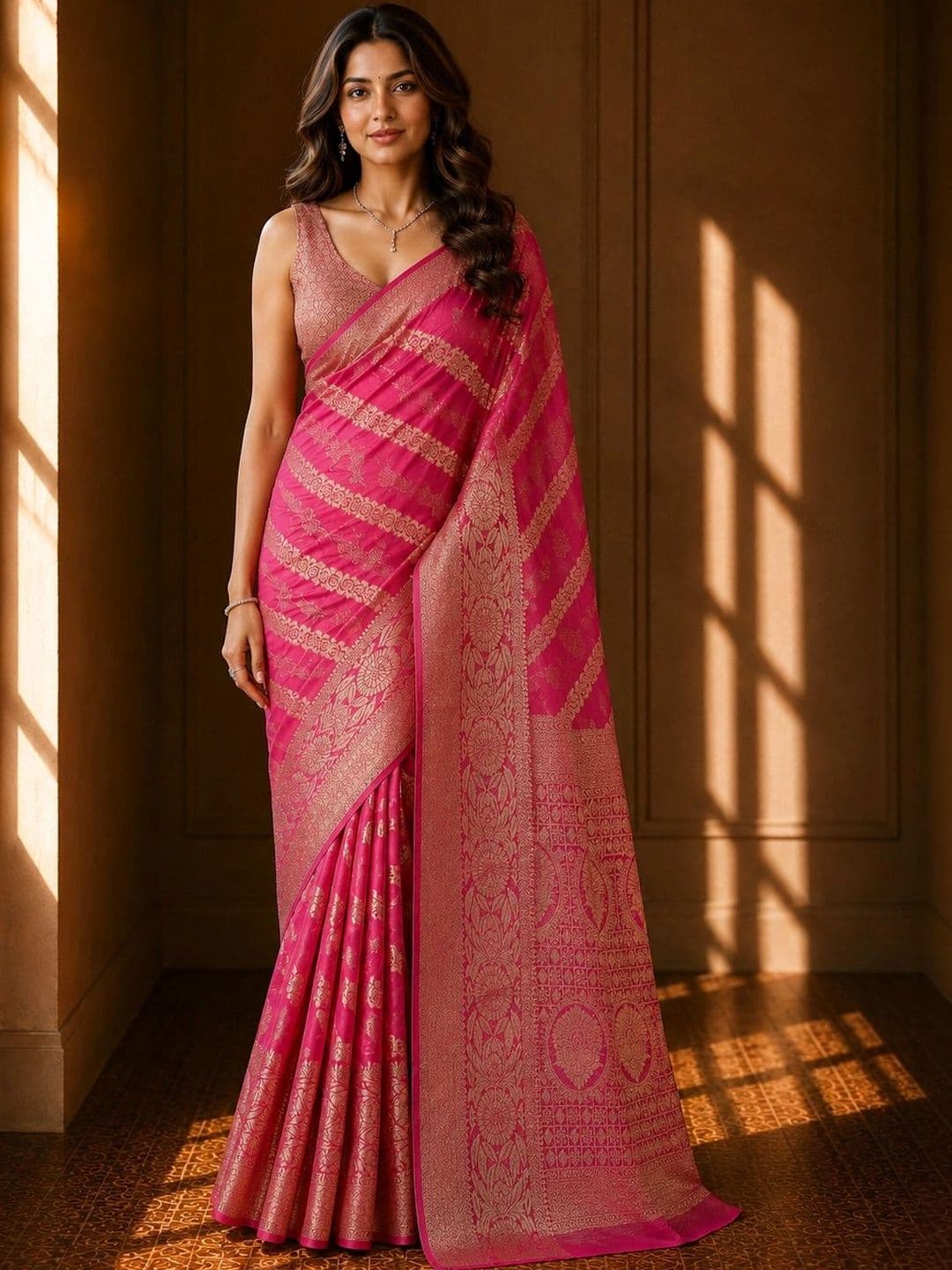 House of Pataudi Woven Design Zari Organza Banarasi Saree - view 1