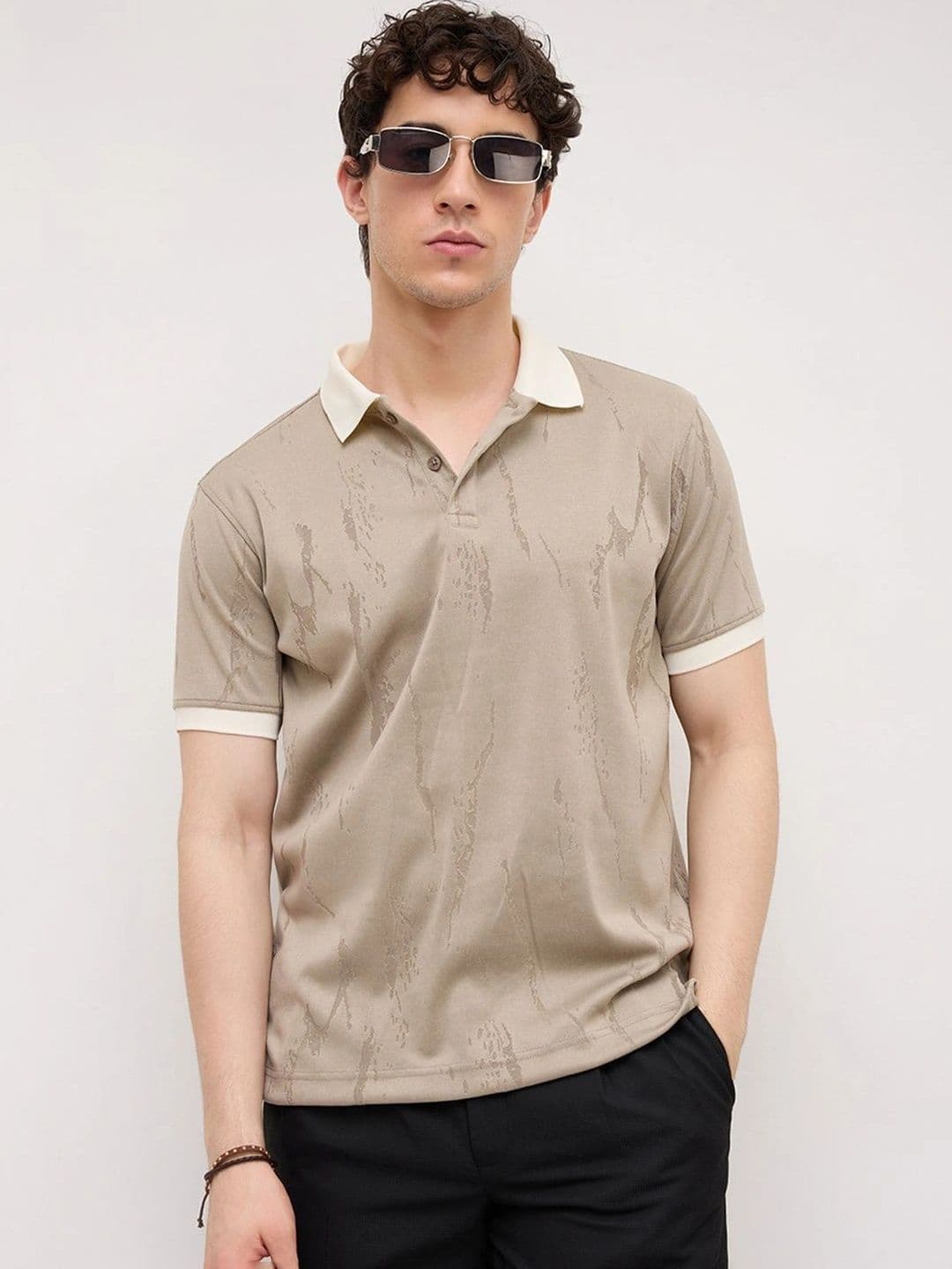 VASTRADO Men Printed Polo Collar Slim Fit T-shirt - view 1