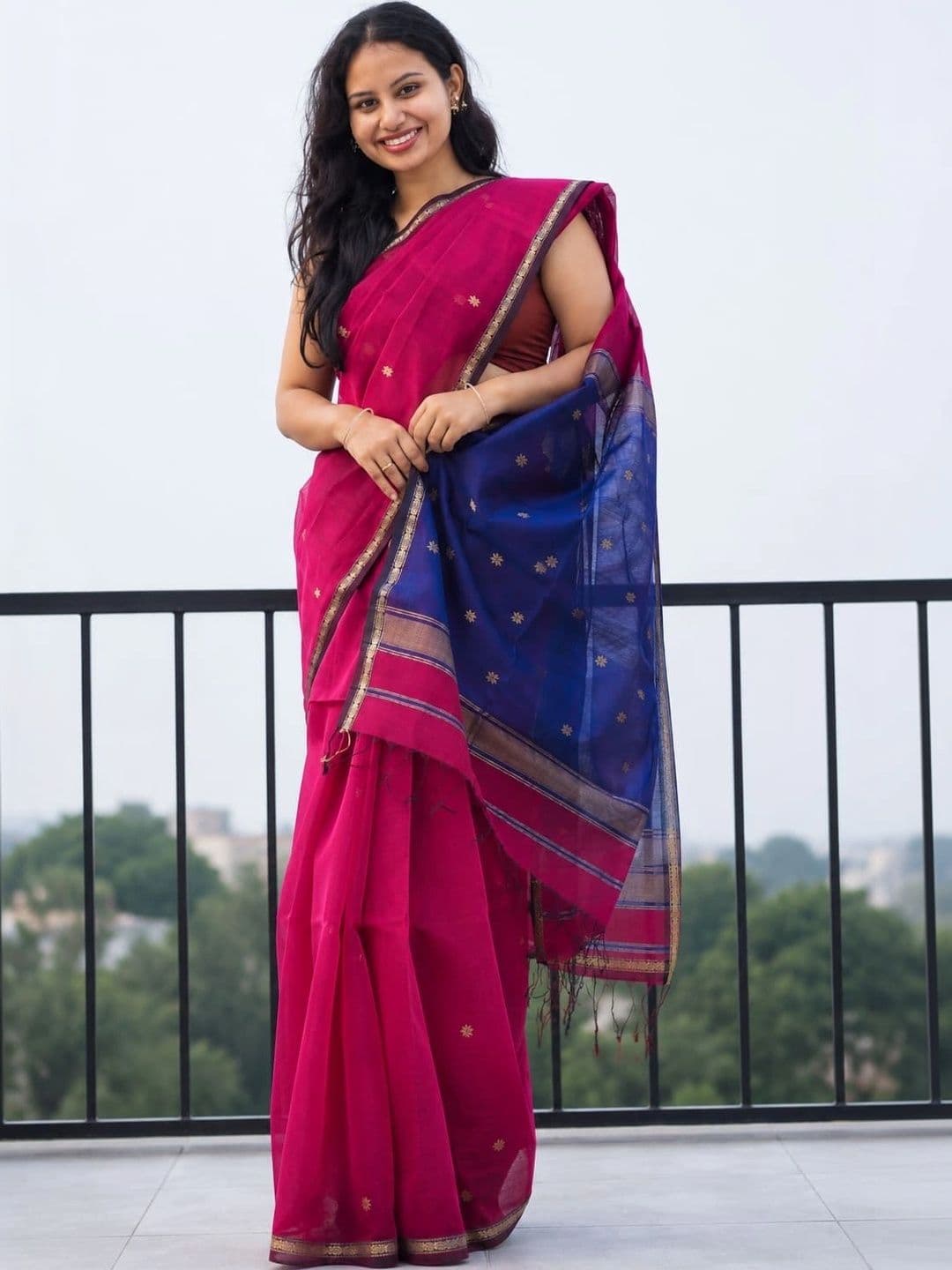 SPEEDY INDIAN Zari Chanderi Saree - view 1
