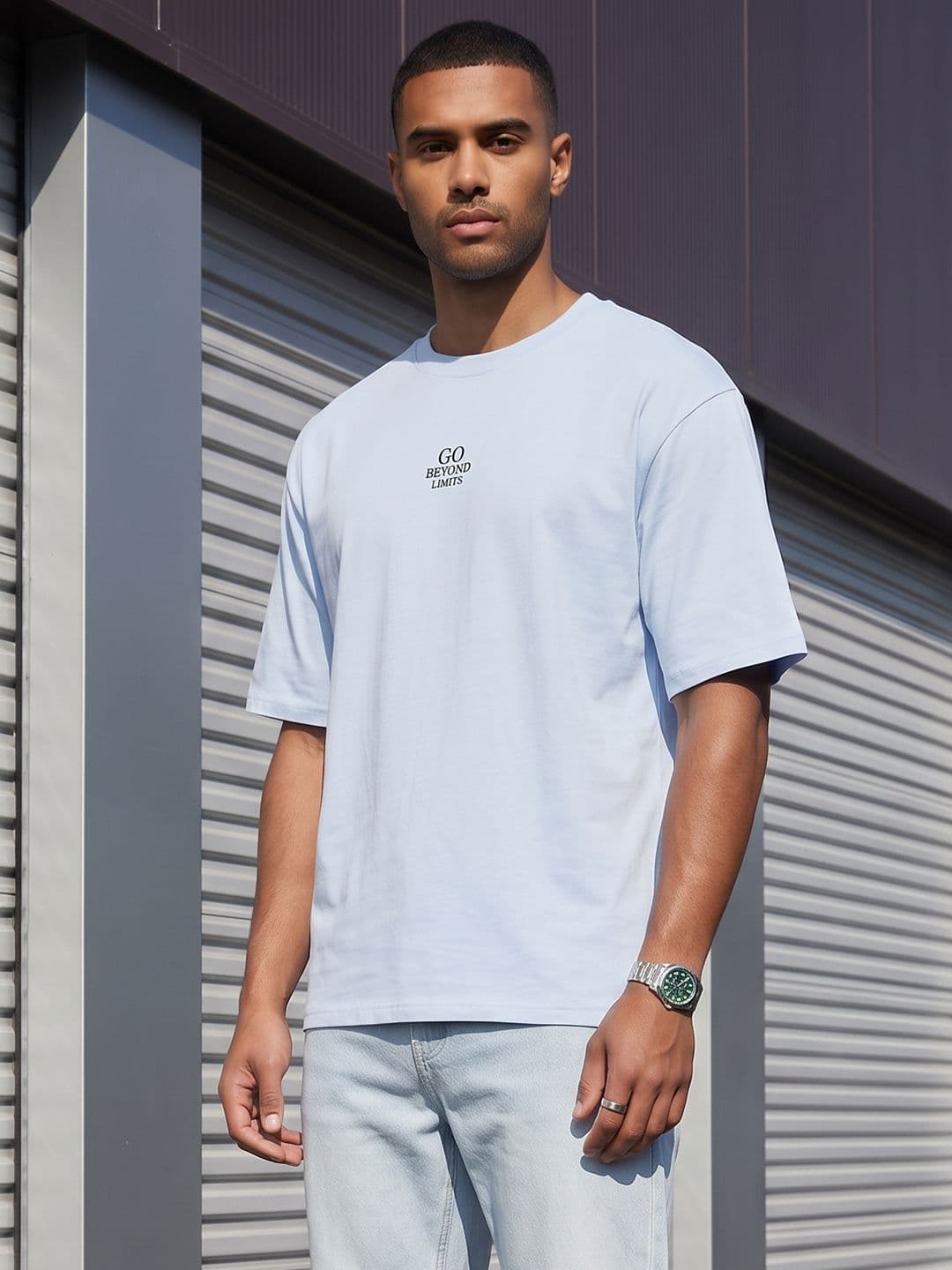 The Roadster Life Co. Printed Drop-Shoulder Sleeves Pure Cotton Relaxed Fit T-shirt - view 1