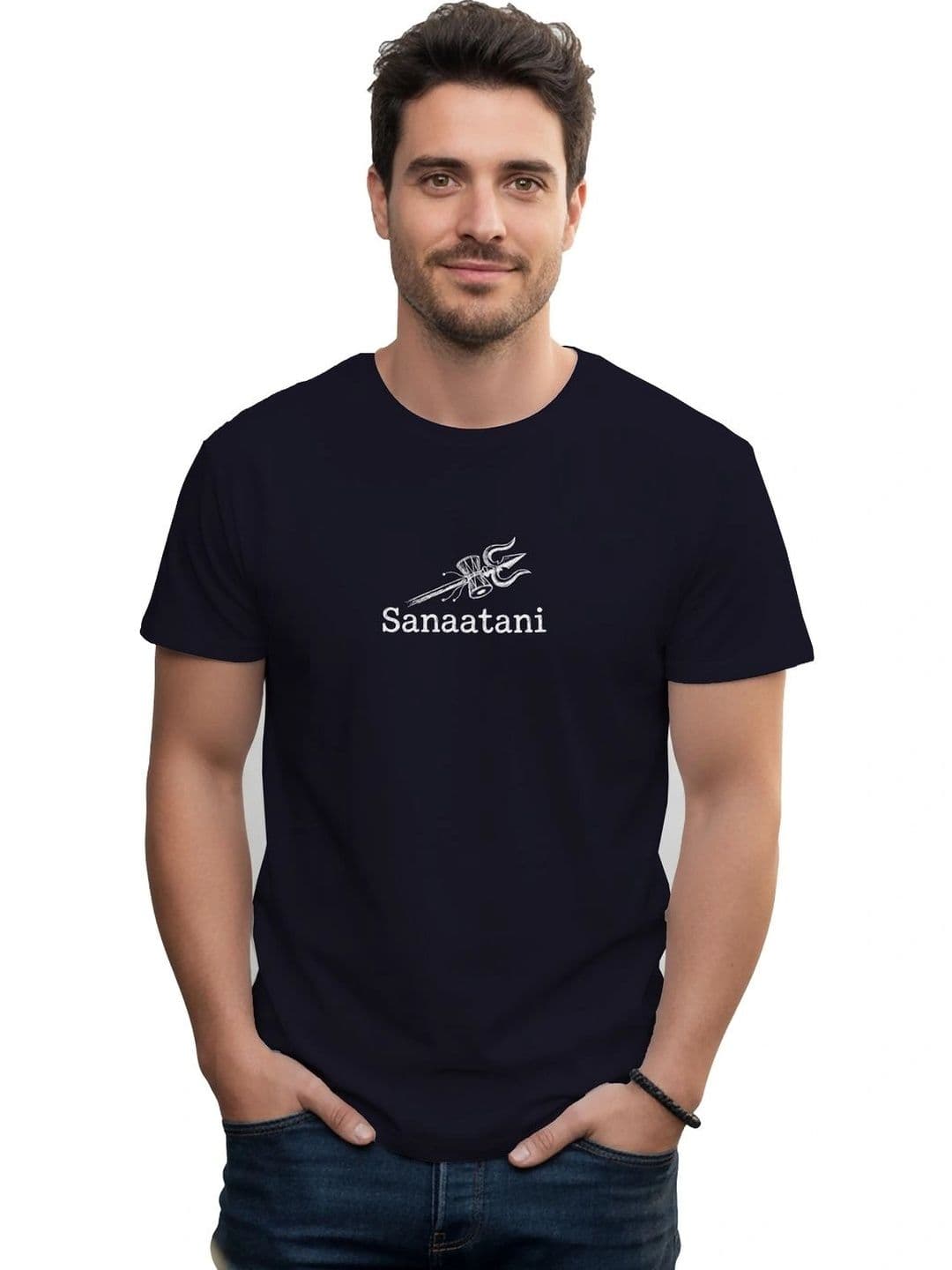 Sanaatani Men Printed Pure Cotton T-shirt - view 1
