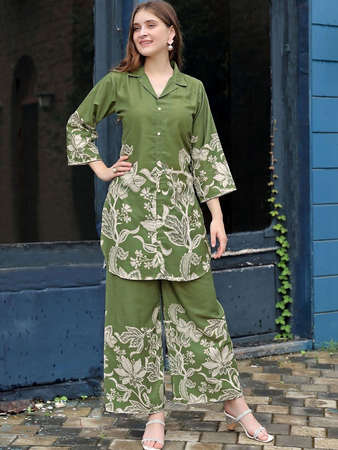 Laasika Floral Printed Shirt with Palazzos - view 1