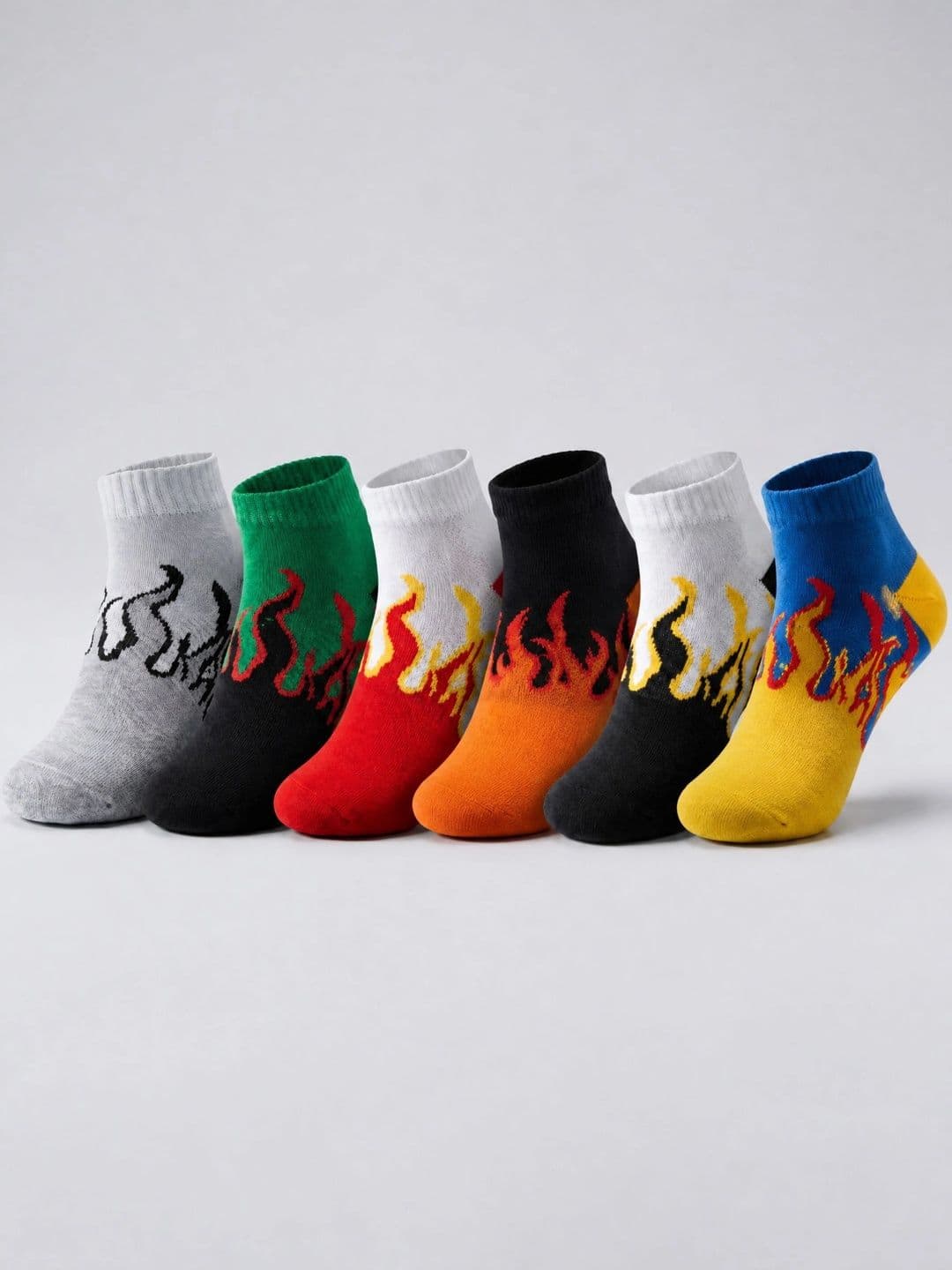 Moda Rapido Men Pack of 6 Cotton Blend Patterned Ankle Length Socks - view 1