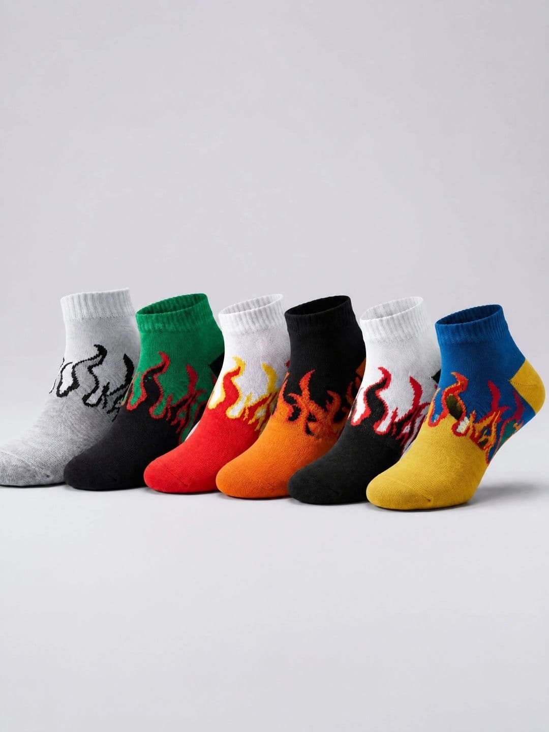 Moda Rapido Men Pack of 6 Cotton Blend Patterned Ankle Length Socks - view 1