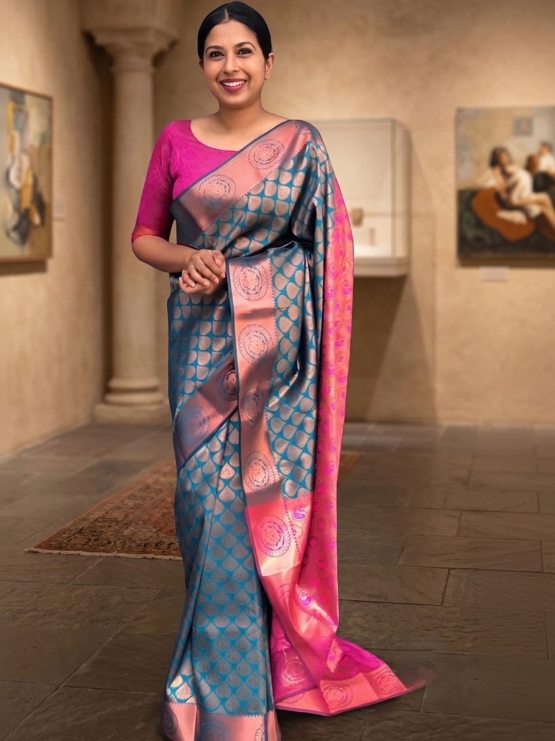 Vmdesigns Woven Design Zari Art Silk Banarasi Saree - view 1