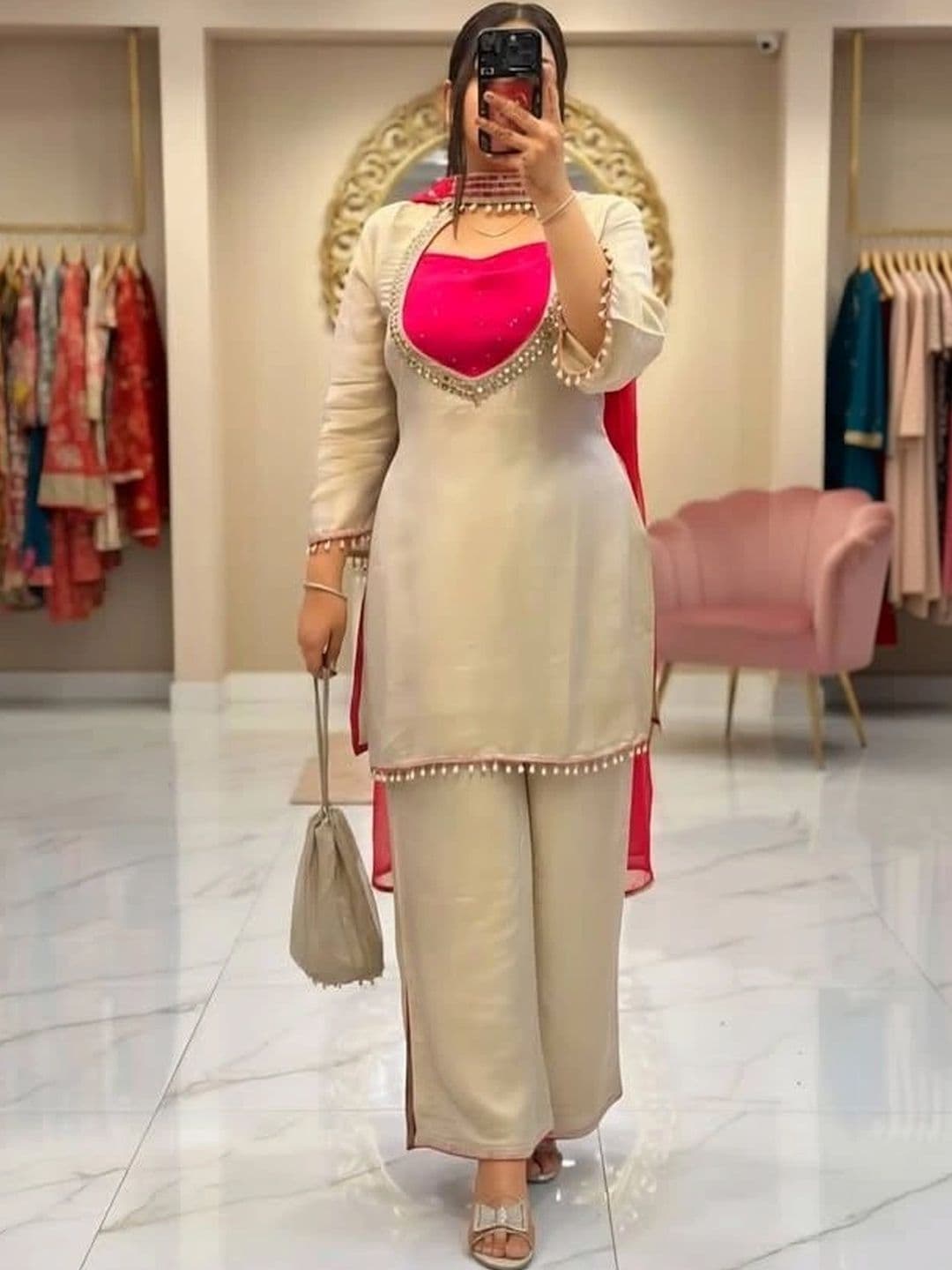 Zoomera Women Regular Gotta Patti Kurta with Palazzos & With Dupatta - view 1