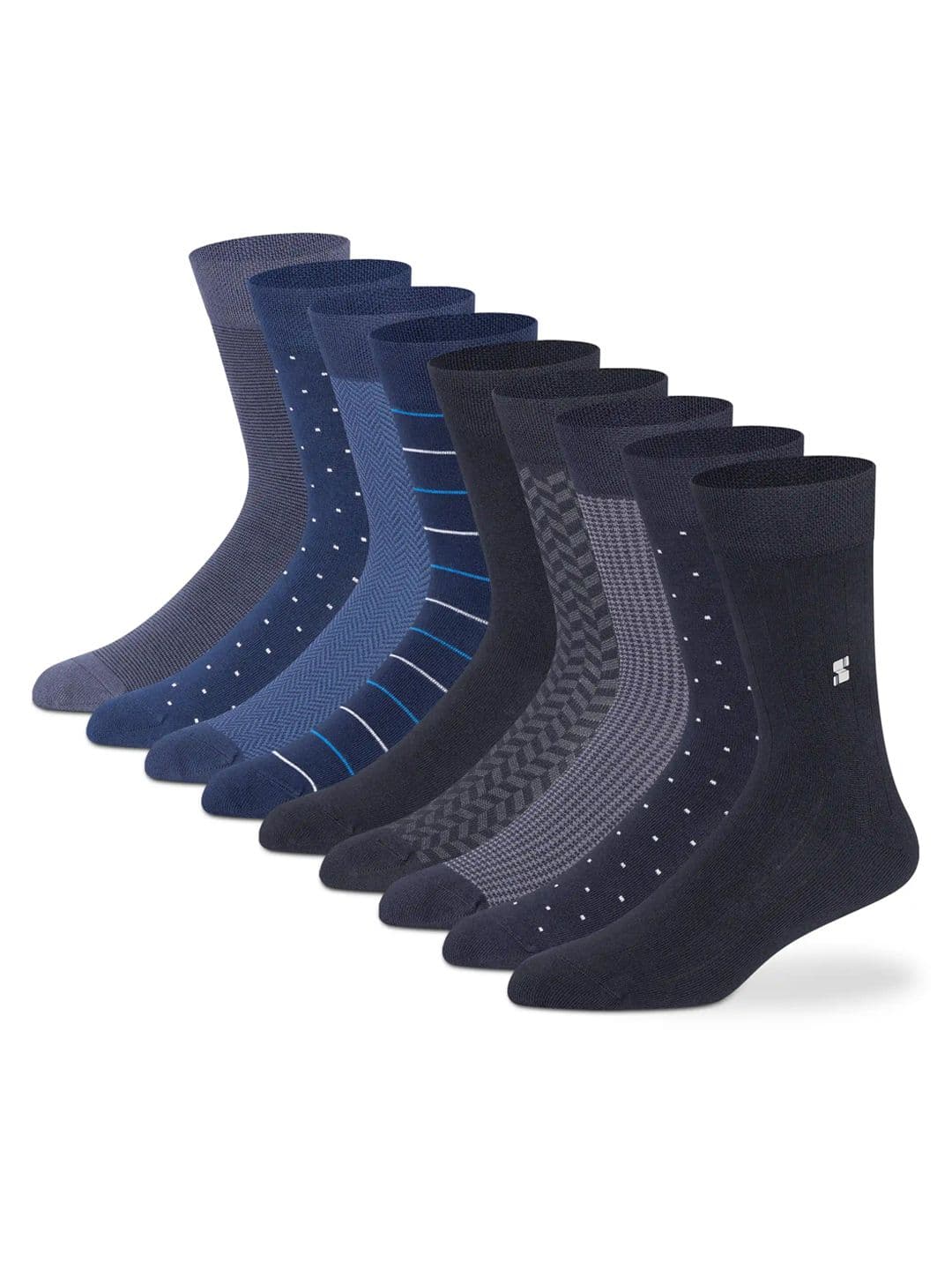 Supersox Men Pack of 9 Cotton Assorted Patterned Calf Length Socks - view 1