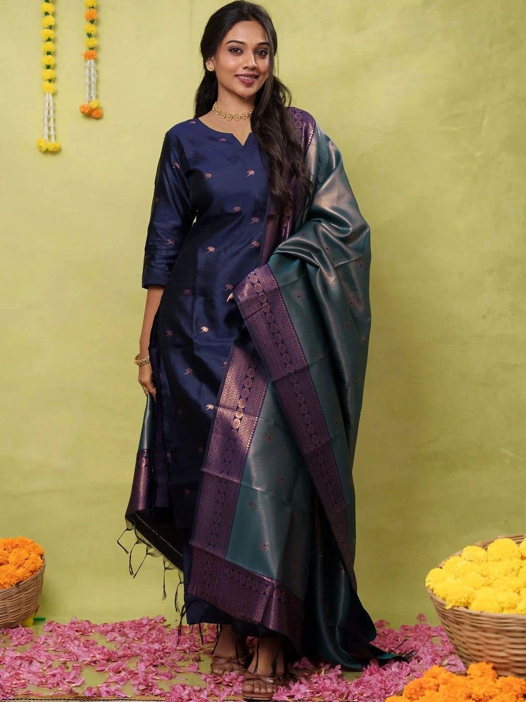 Sangria Women Regular Kurta with Trousers & With Dupatta - view 1
