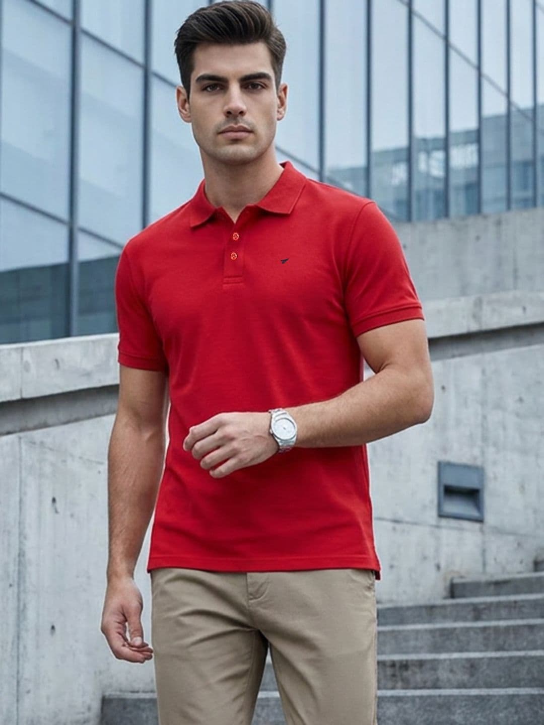 INVICTUS Polo Collar Pure Cotton T-shirt - view 1