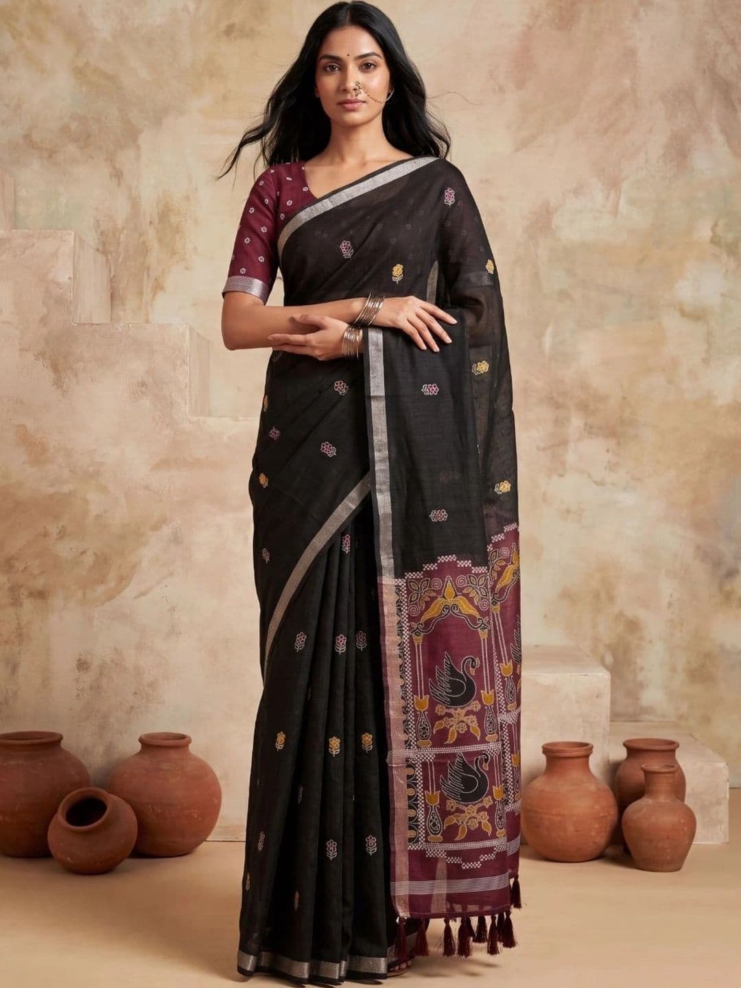 PARVATI FABRICS LIMITED Zari Pure Cotton Banarasi Saree - view 1