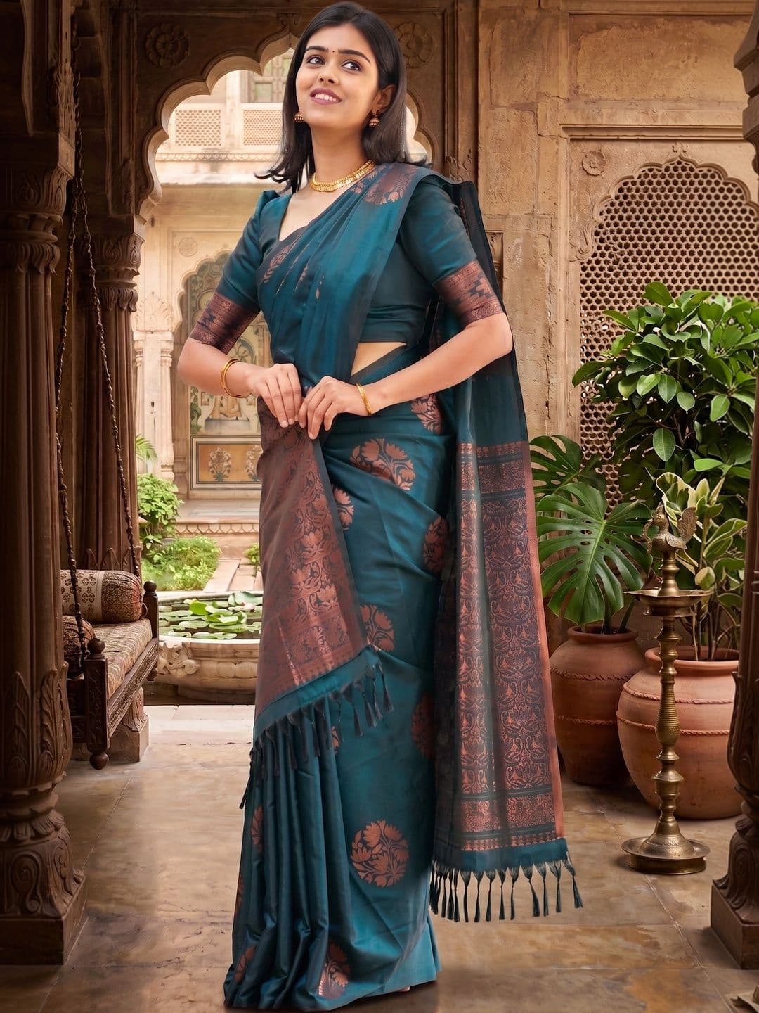 Narayan creations Woven Design Zari Art Silk Banarasi Saree - view 1