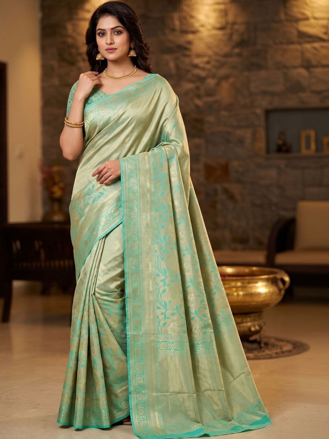 VelvetHue Woven Design Zari Art Silk Banarasi Saree - view 1