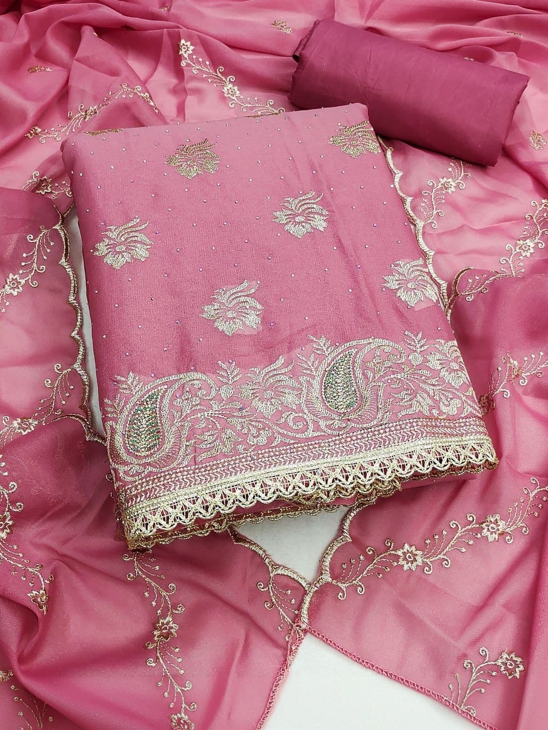 Dhaaga Ghar Embroidered Unstitched Dress Material - view 1
