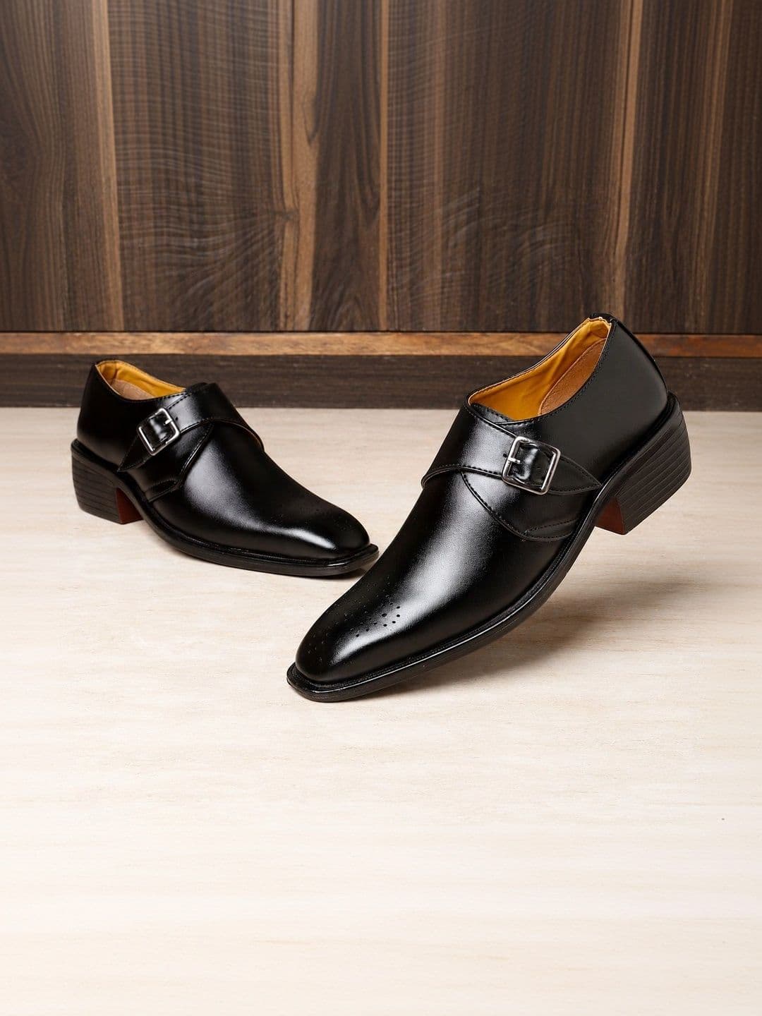 yuvrato baxi Men Pointed Toe Buckle Formal Monk Shoes - view 1