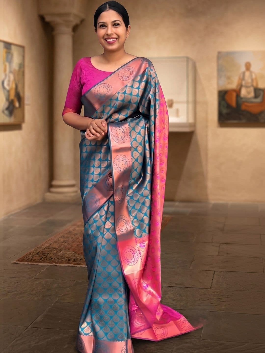 AdoreeStitch Woven Design Zari Art Silk Banarasi Saree - view 1
