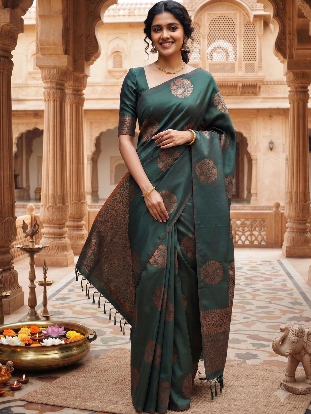 ADR CHIKANKARI Woven Design Zari Art Silk Banarasi Saree - view 1