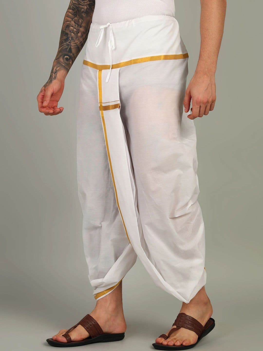 AKESHAVAM Men Striped Cotton Dhoti Dhotis - view 1