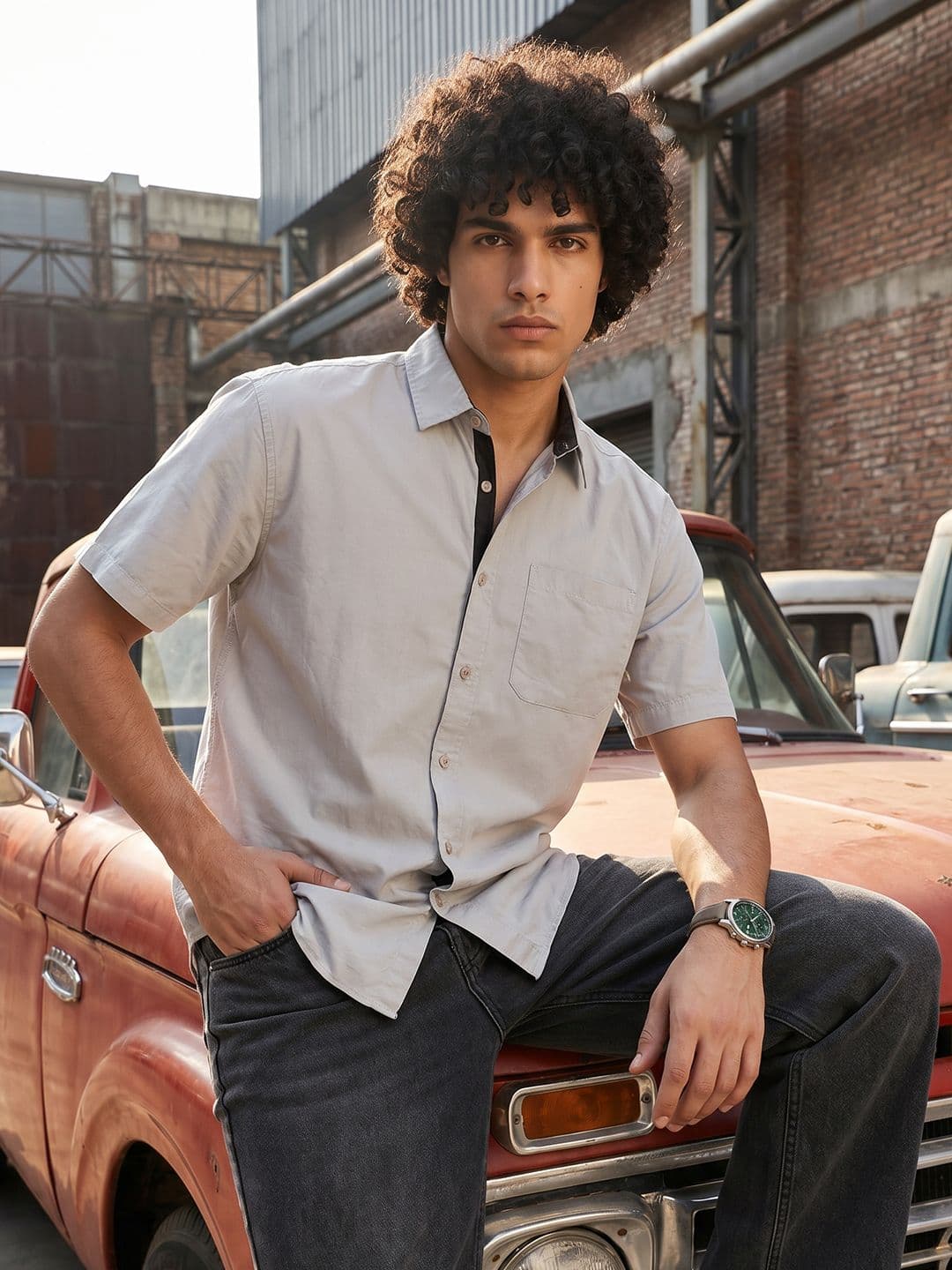 The Roadster Life Co. Spread Collar Pure Cotton Casual Shirt - view 1