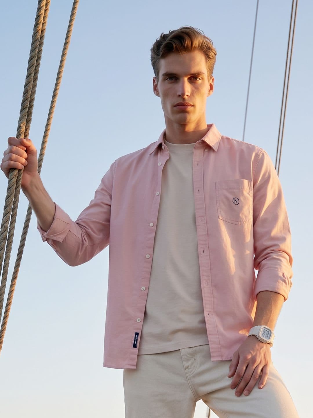 Nautica Spread Collar Pure Cotton Casual Shirt - view 1