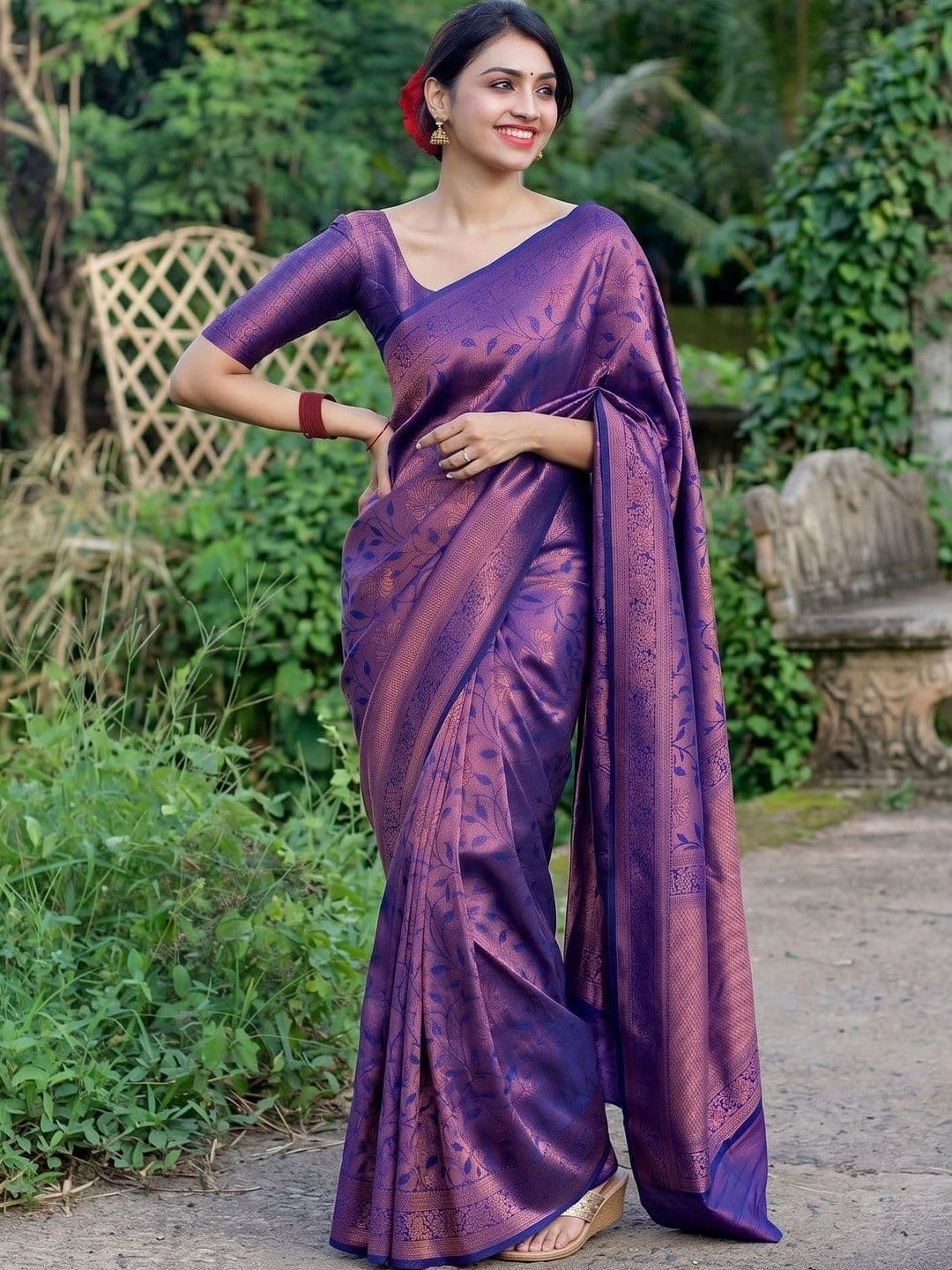 AJ FASHION PLUS Woven Design Zari Art Silk Banarasi Saree - view 1