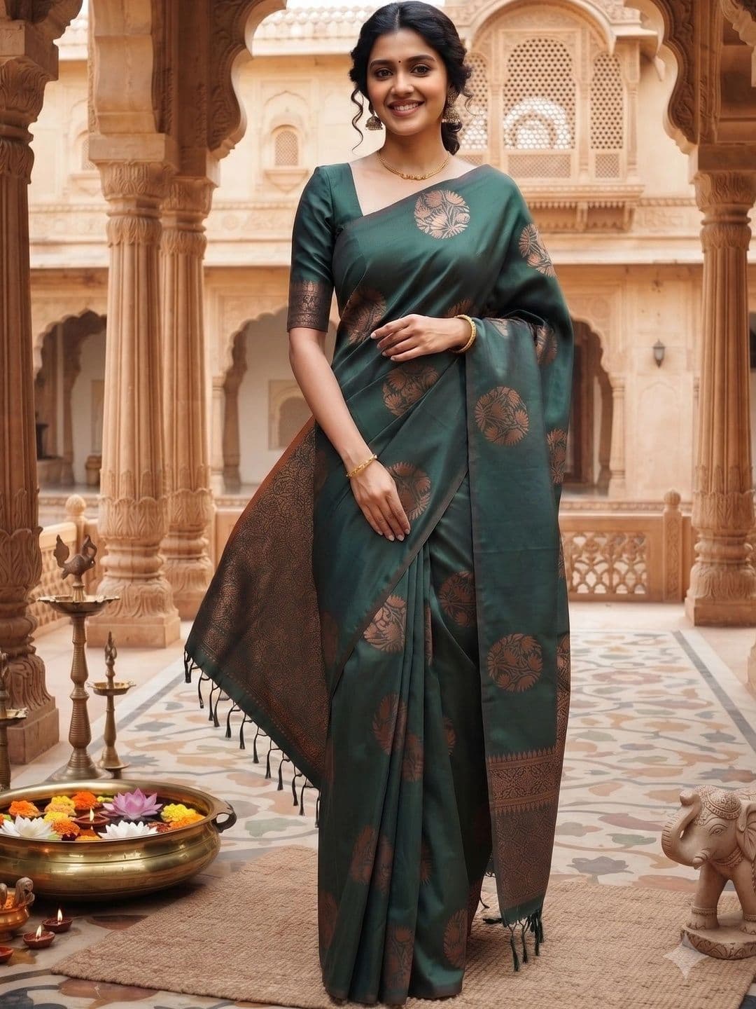 VelvetHue Woven Design Zari Art Silk Banarasi Saree - view 1
