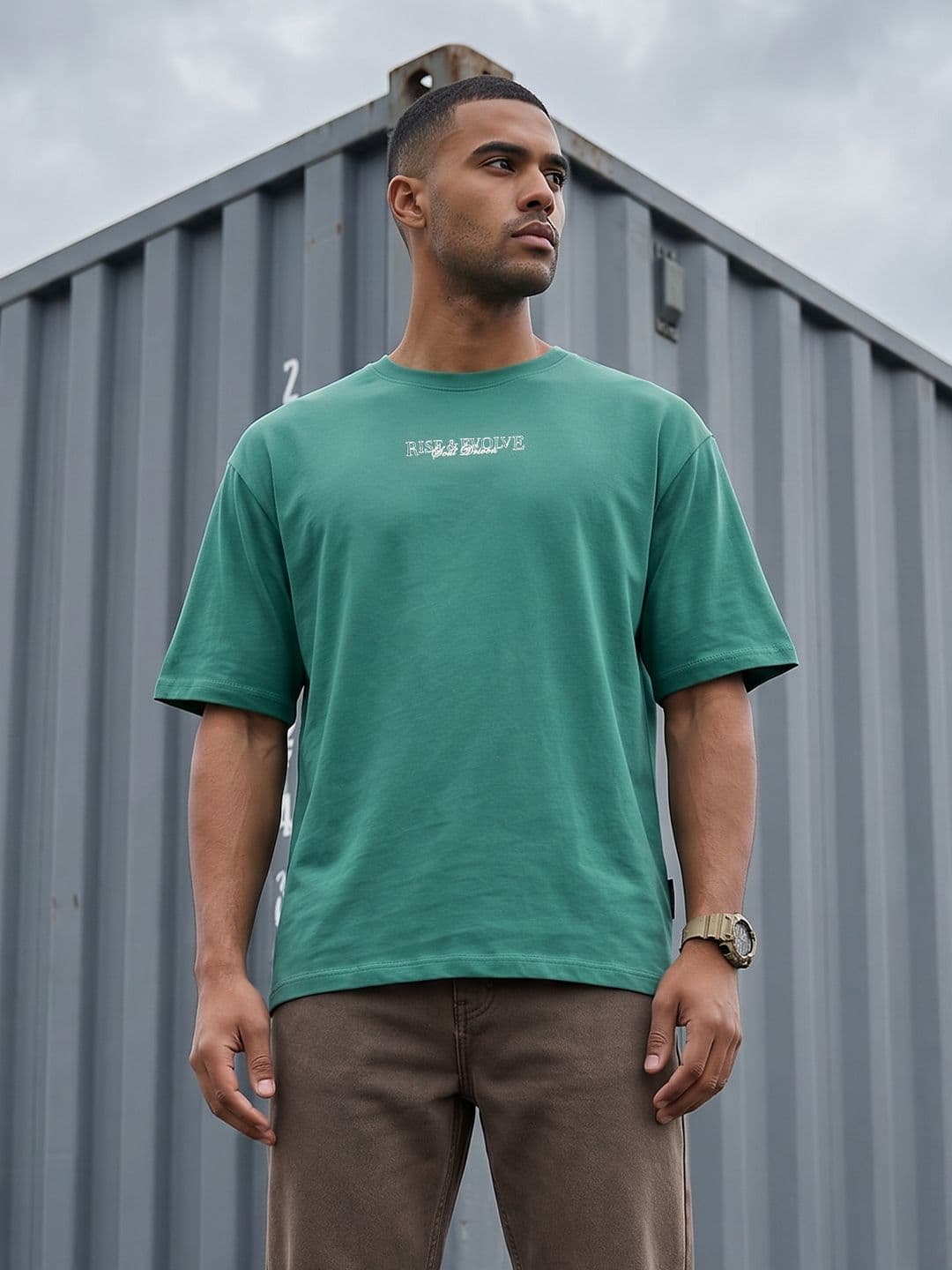 The Roadster Life Co. Relaxed Fit Typography Printed Pure Cotton T-shirt - view 1