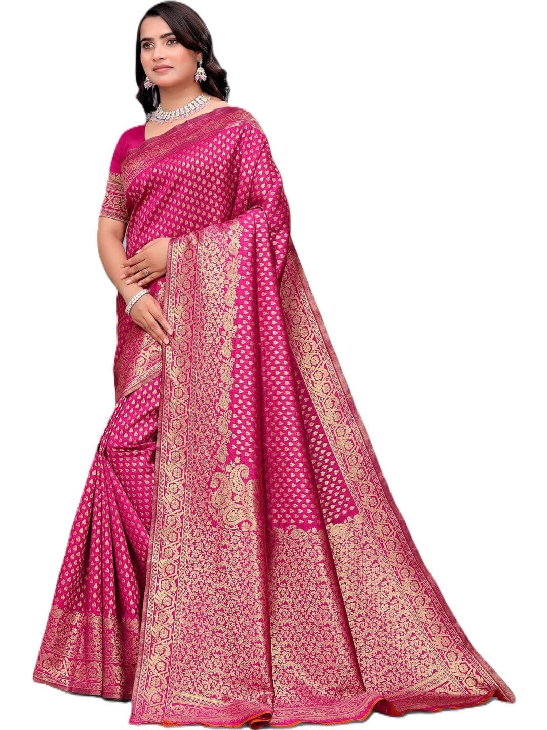 DHYEY ENTERPRISES Woven Design Zari Art Silk Half and Half Kanjeevaram Saree - view 1
