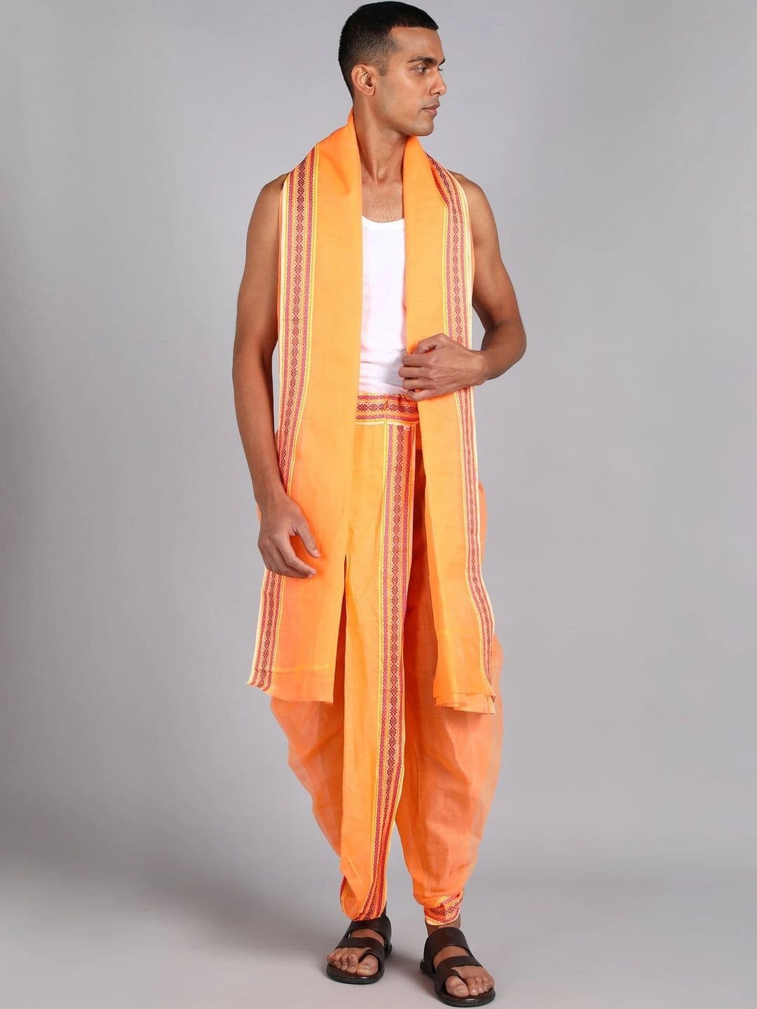 AKESHAVAM Men Striped Cotton Dhoti Dhotis - view 1