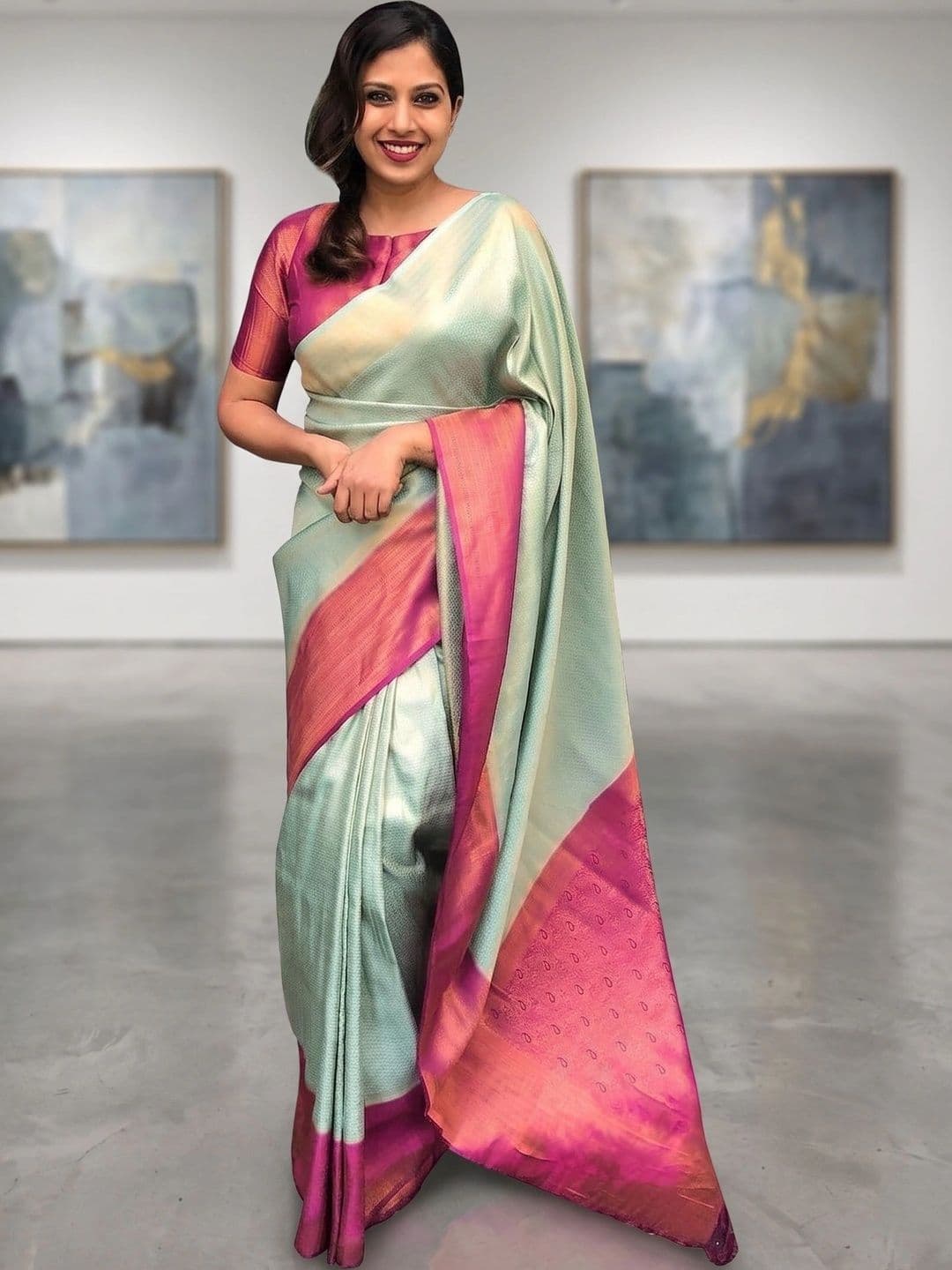 AJ FASHION PLUS Woven Design Zari Art Silk Banarasi Saree - view 1