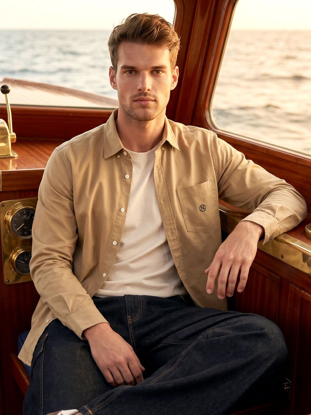Nautica Spread Collar Pure Cotton Casual Shirt - view 1