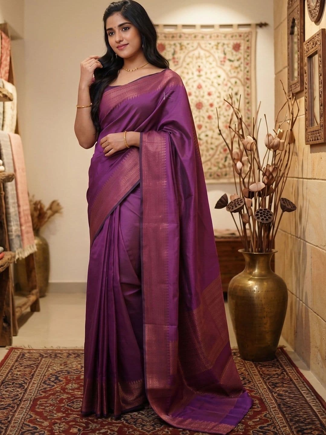 RUTVA FASHION Woven Design Zari Art Silk Banarasi Saree - view 1