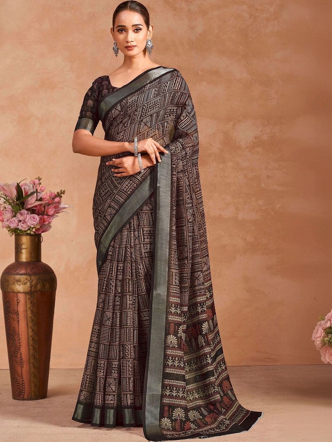 KALINI Pure Linen Saree - view 1