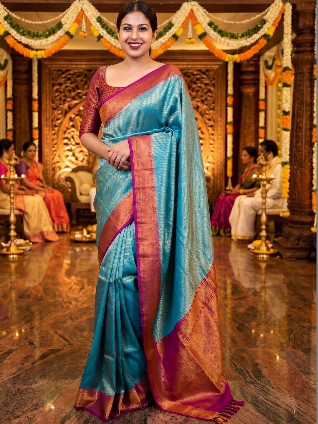 AmiFashion Woven Design Zari Art Silk Banarasi Saree - view 1