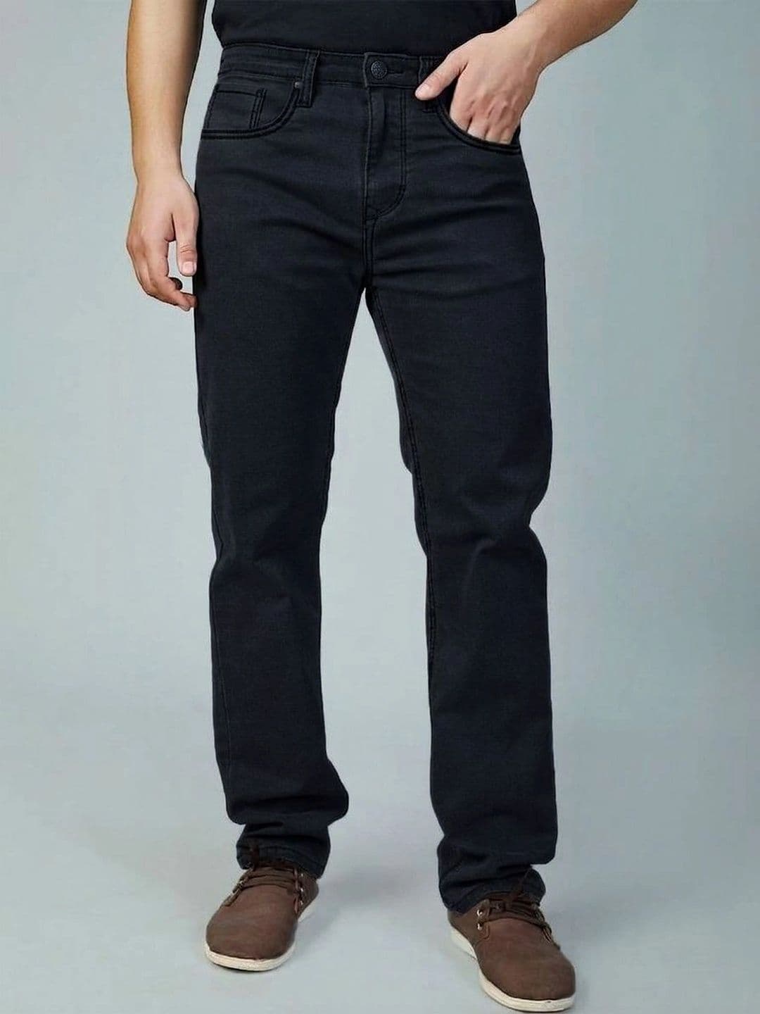 fineblu Men Straight Fit Mid-Rise Stretchable Jeans - view 1